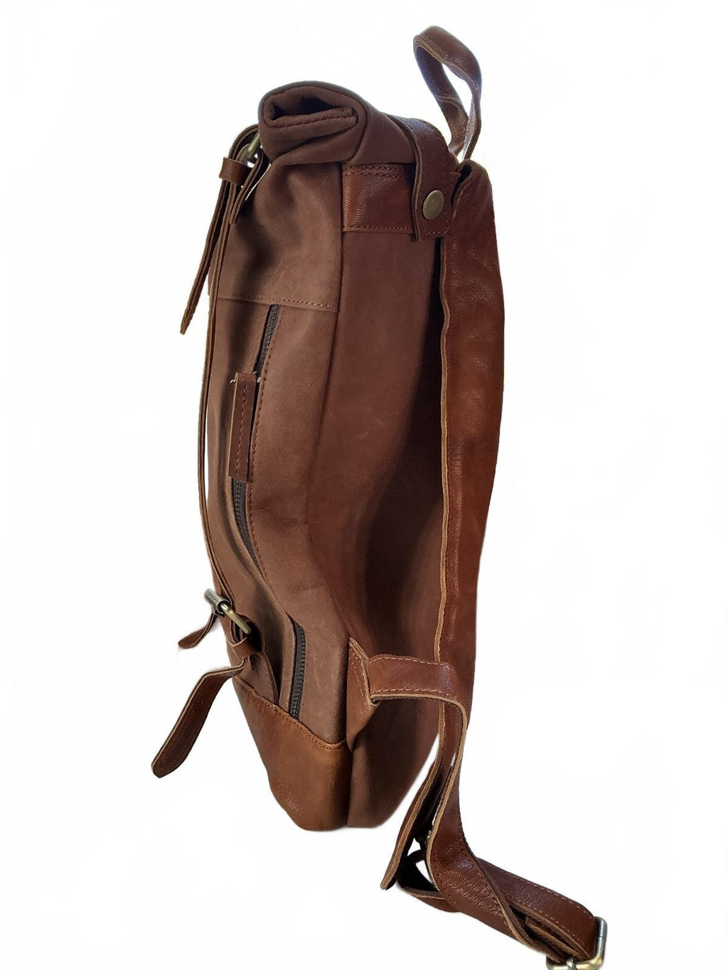 Oxford Chariot Bespoke Luxury Leather Rucksack With Laptop Sleeve Roll Top