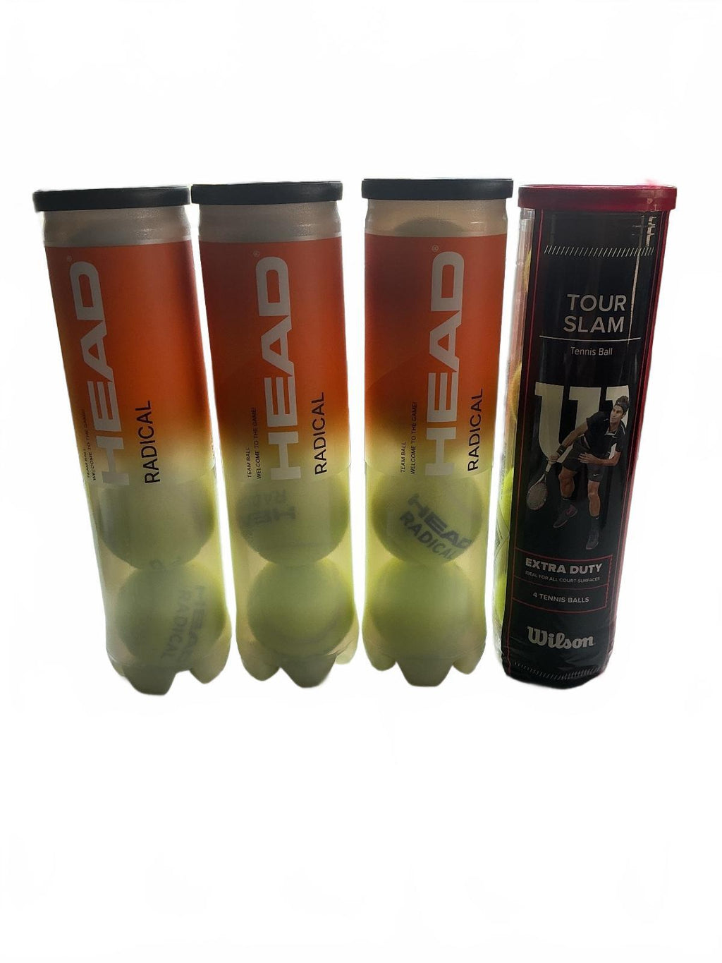 3*Head Radical Tennis Balls and Wilson Tour Slam Extra Duty 4 Pack