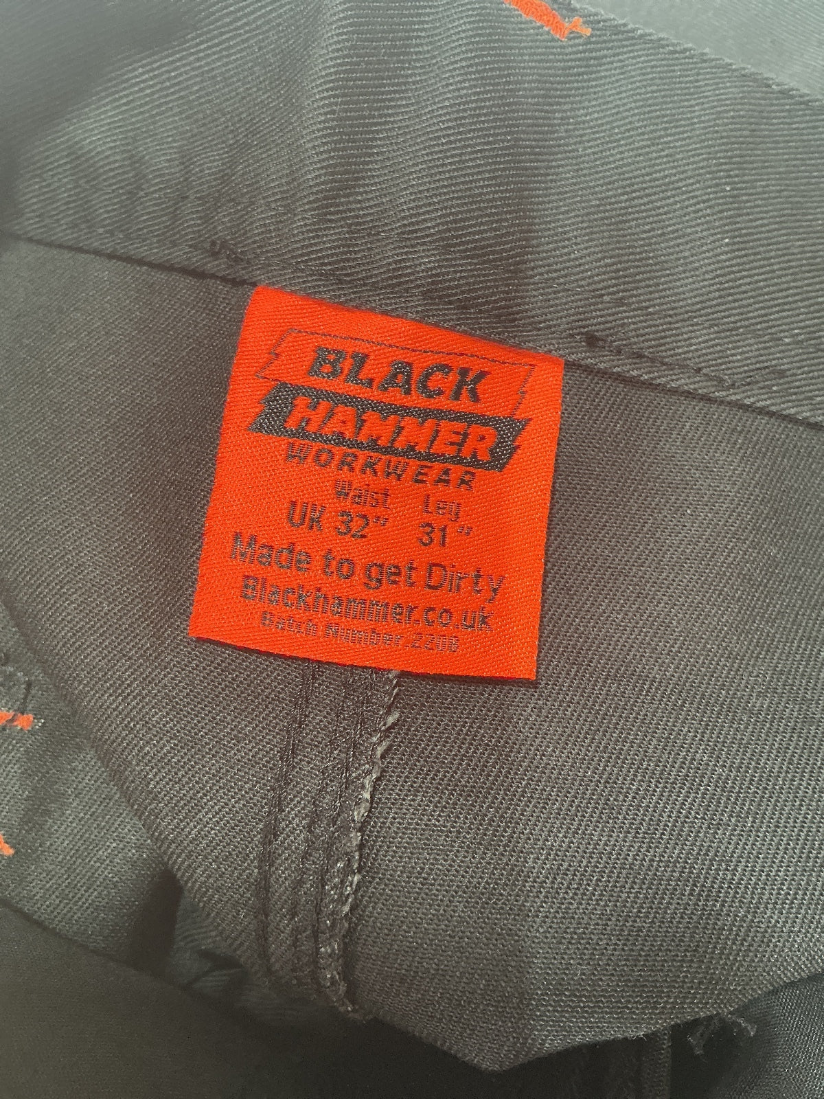 Black Hammer Workwear Men's Trousers UK 32" Waist 31" Leg Black