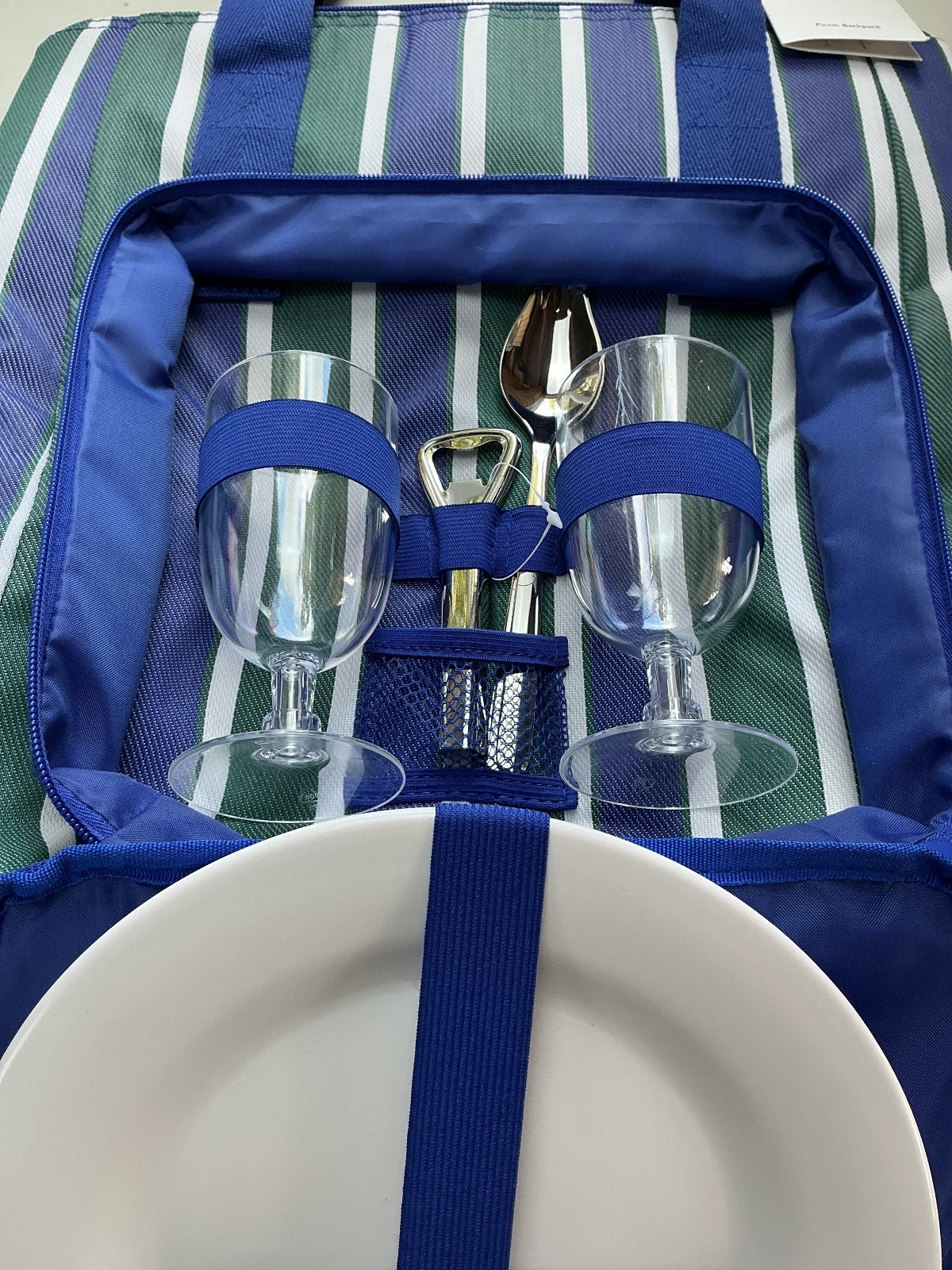 *NEW* John Lewis Stripe 2 Person Backpack Picnic Set