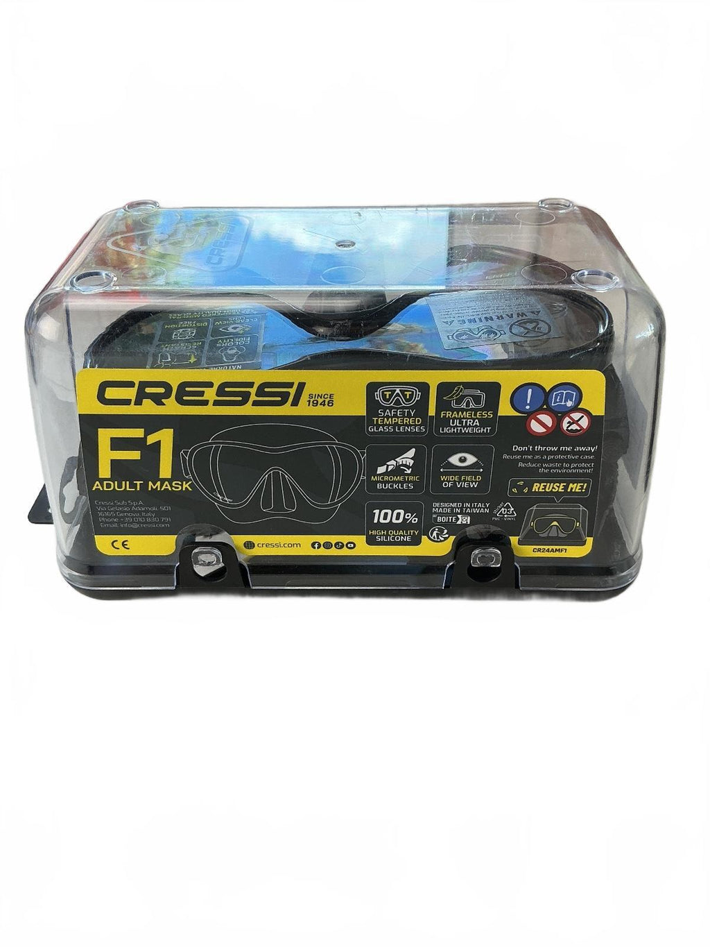 Cressi F1 Adult Mask Black Frameless Scratch Resistant