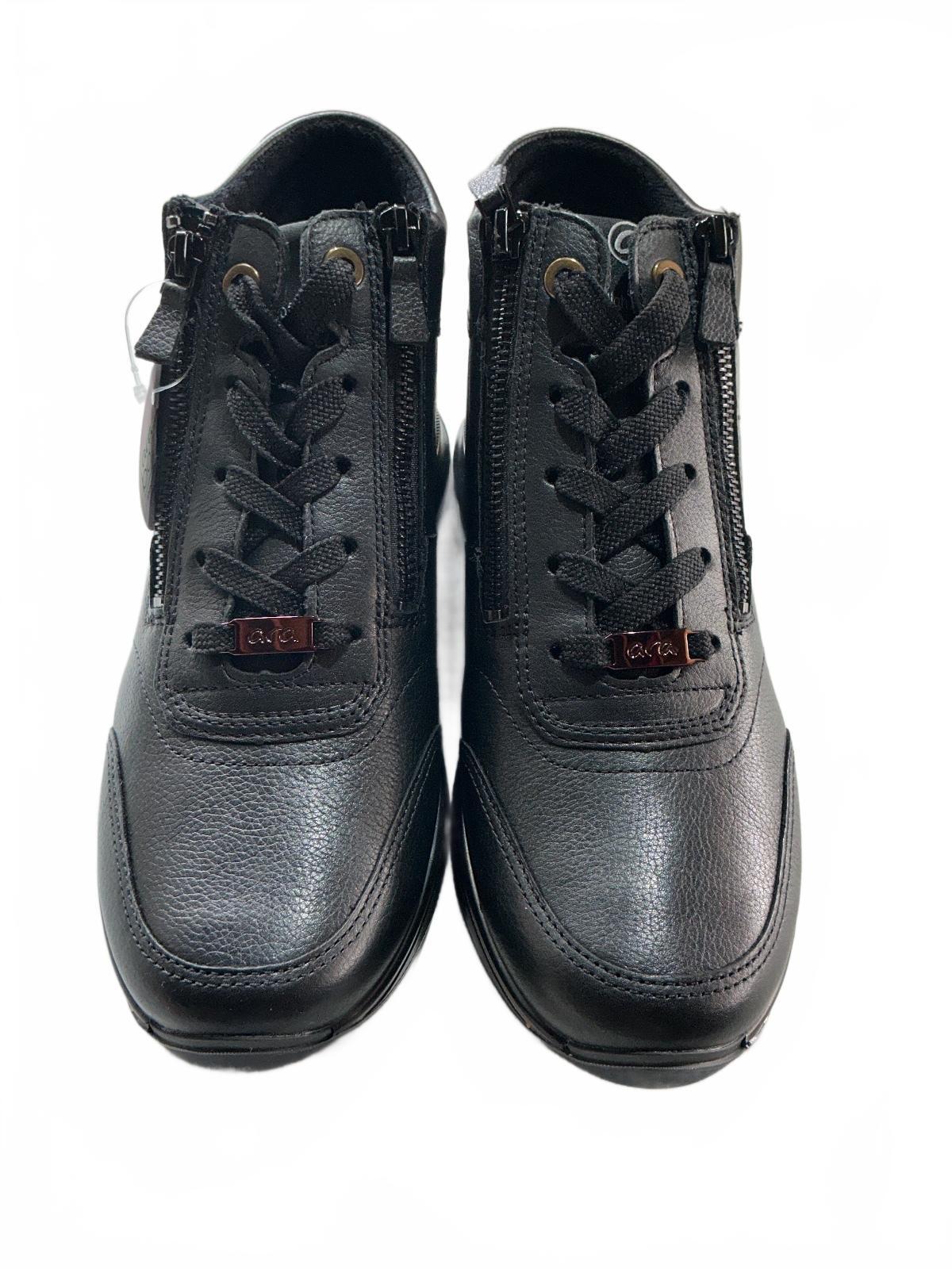 ara Osaka Black Leather High-Top Zip-Up Sneakers UK Size 7.5 Comfortable