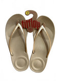 FitFlop Gold Iqushion Ergonomic Flip-Flops UK Size 4 Comfortable Sandals