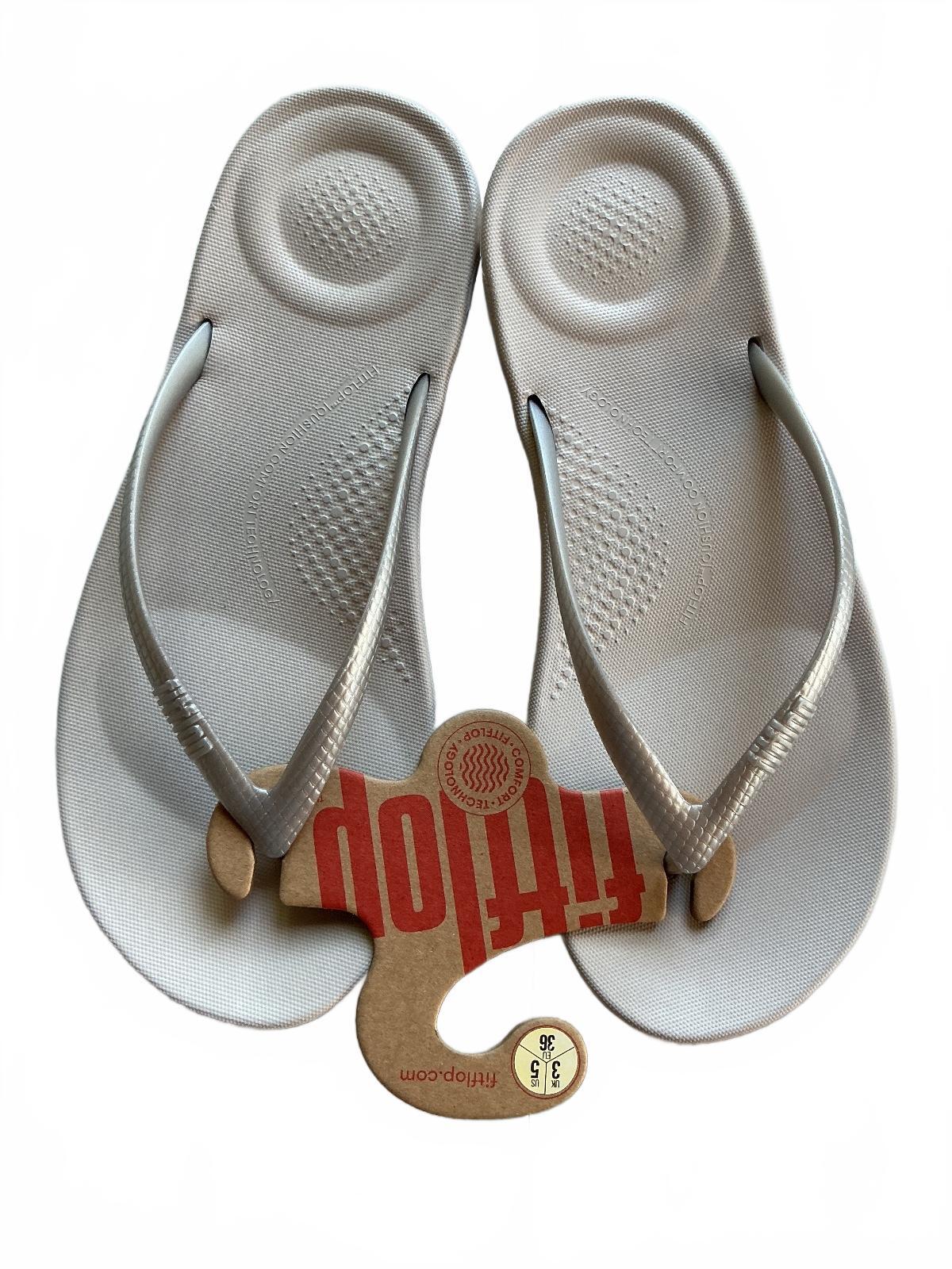 FitFlop Silver Cushion Ergonomic Flip Flops UK 3 EU 36 US 5 Comfortable