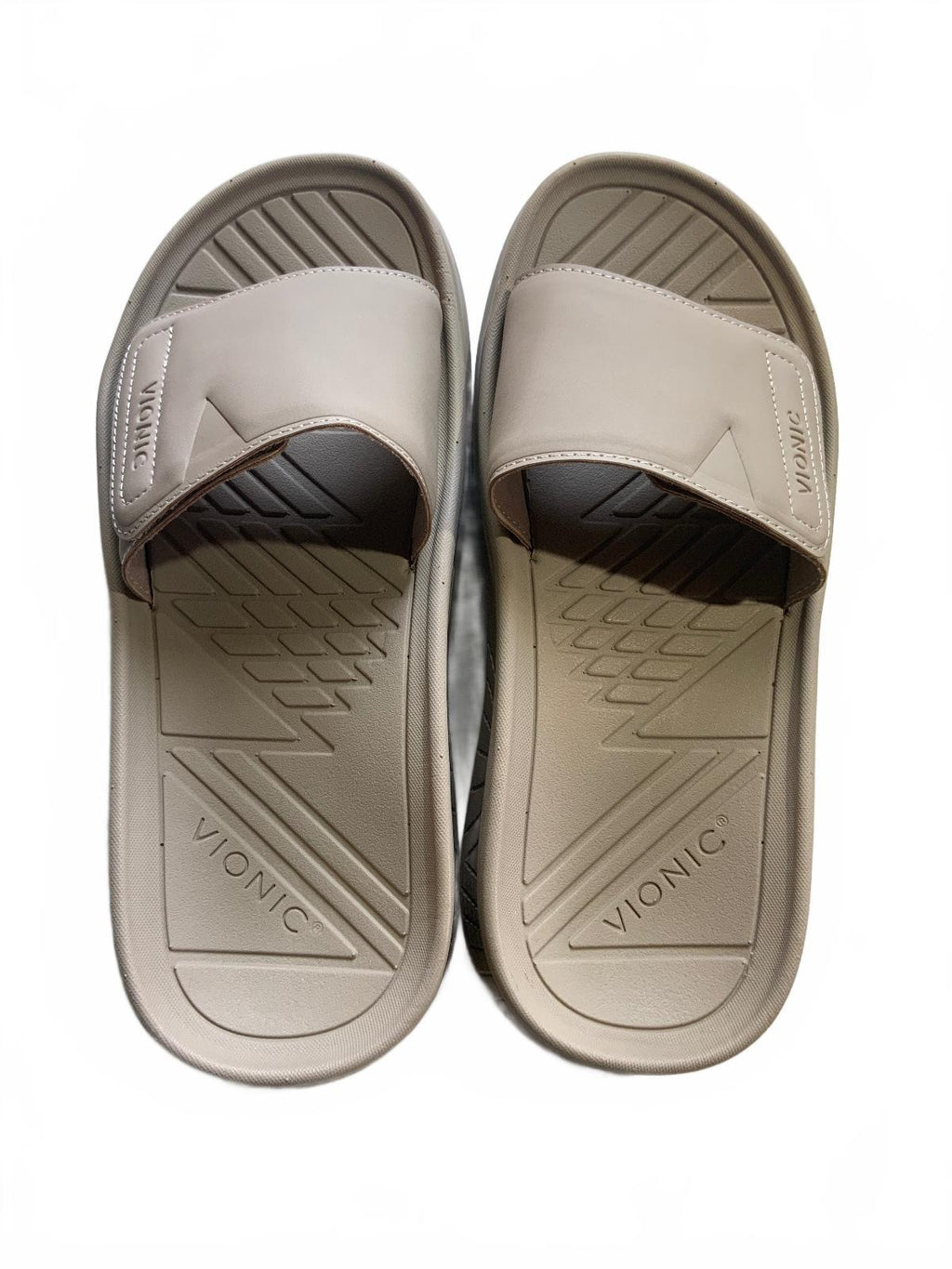 Vionic Beige Slide Sandals Size 6.5 Comfortable Supportive Footbed Shoes