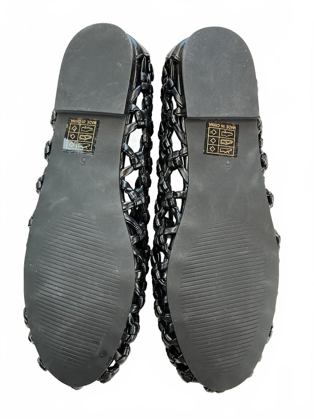 Schuh Black Woven Leather Flats Size 5 Stylish Comfortable Shoes