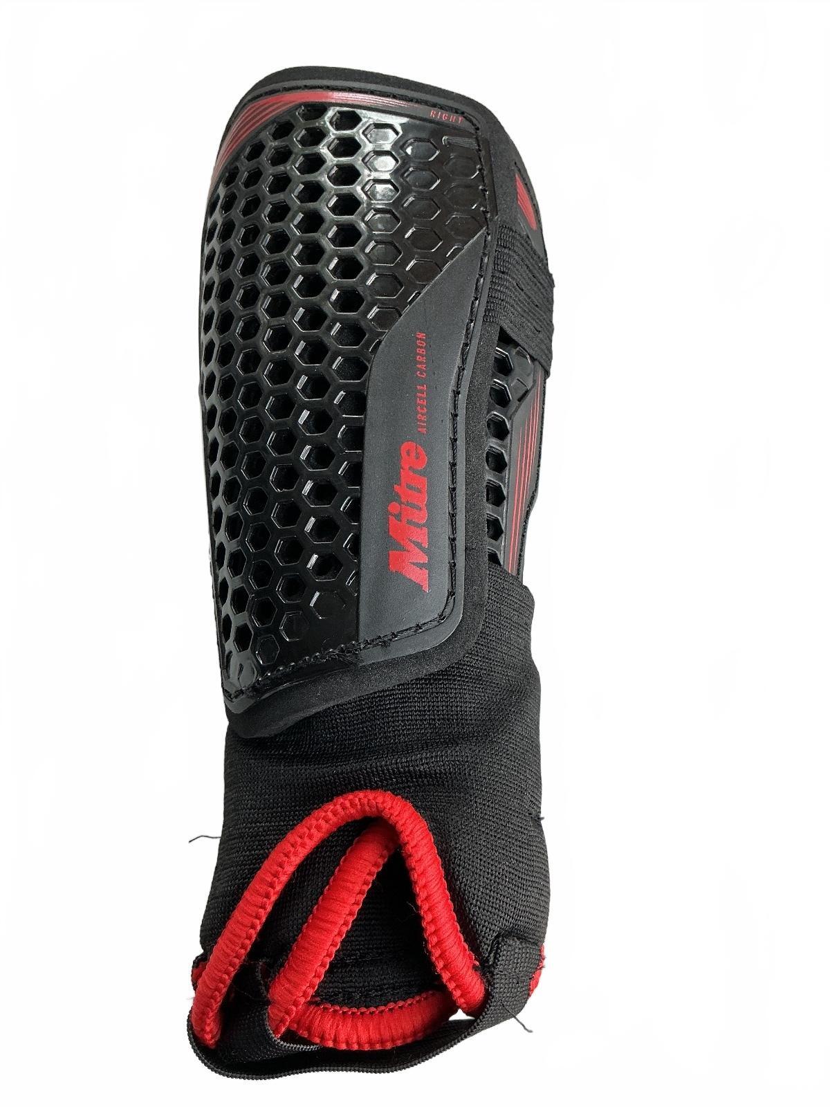 Mitre Aircell Carbon Shin Guards Unisex XS Black Red Lightweight Protection
