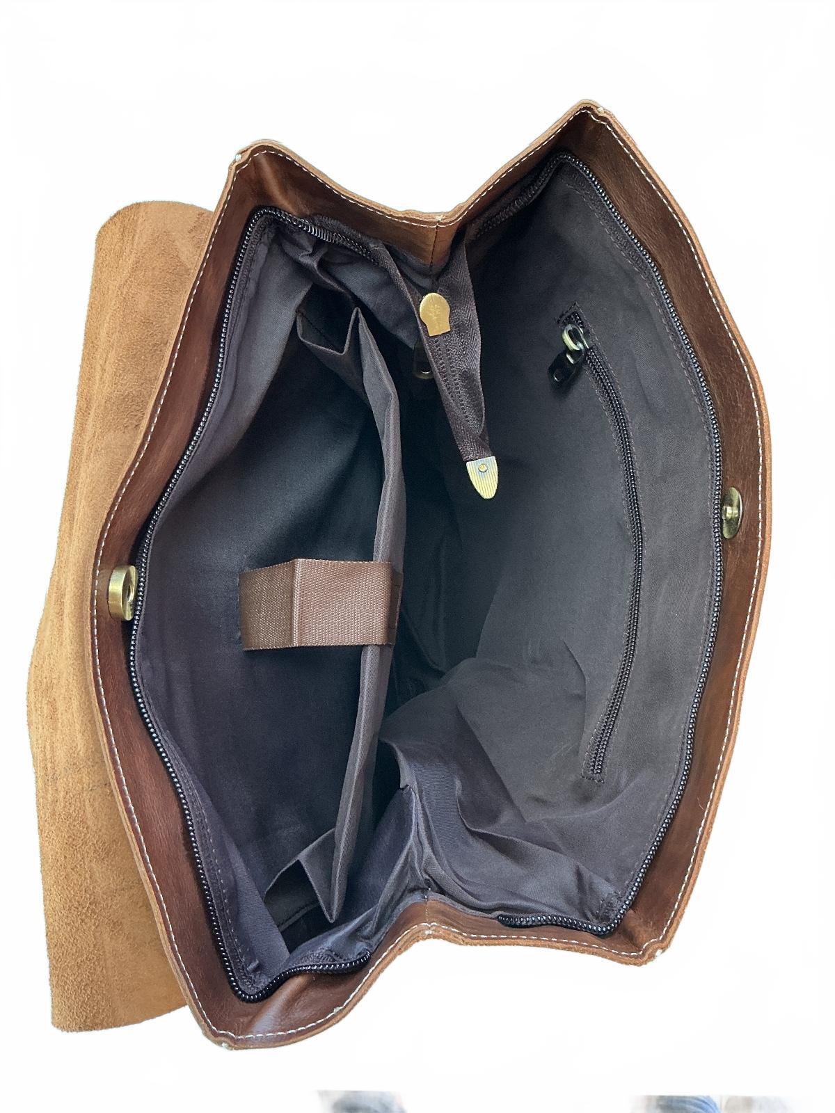 Oxford Chariot Luxury Leather Rucksack Brown Laptop Sleeve Multiple Pockets