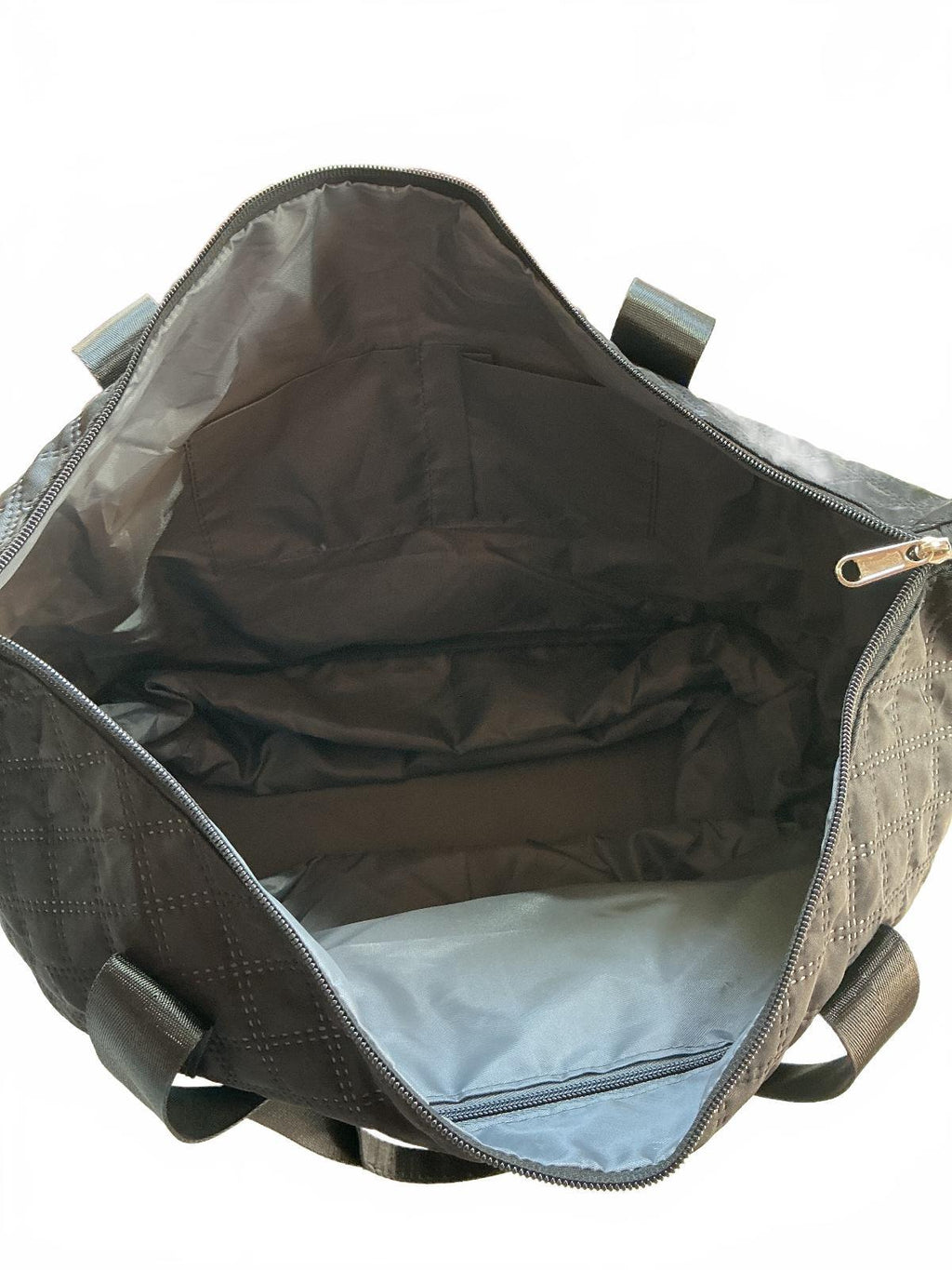 Fashion Bag Black Quilted Expandable Travel Tote Bag with Wheels - Large