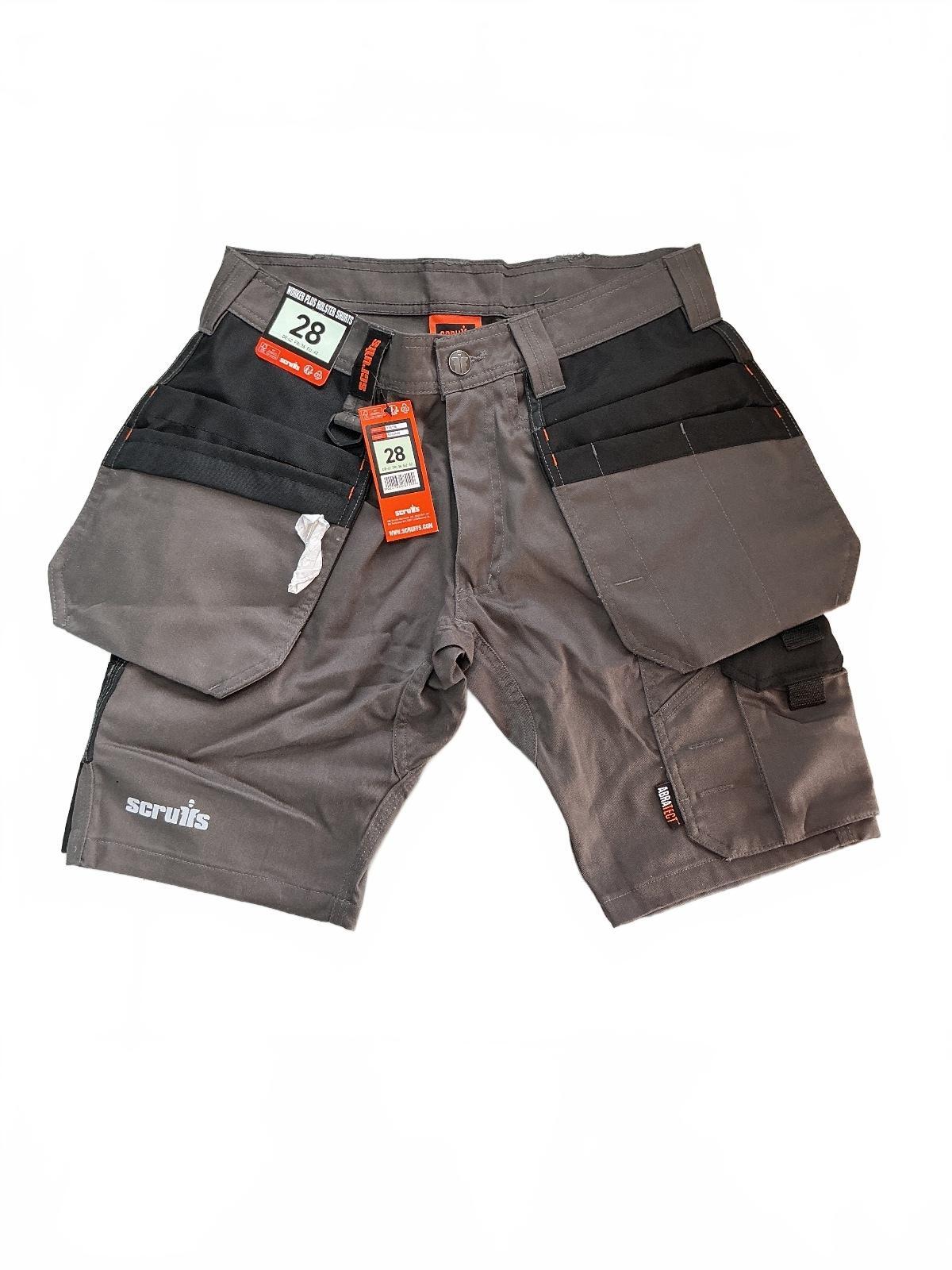 Scruffs Worker Plus Holster Shorts Men's Size 28 Grey Durable Lightweight