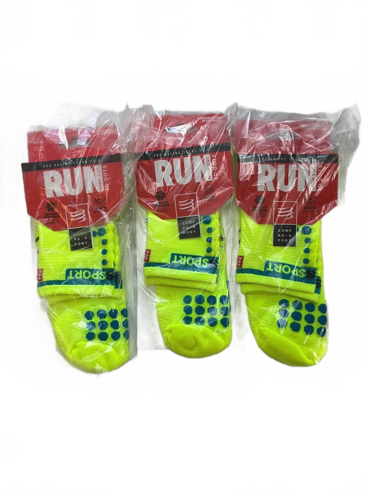 *NEW* 3 Pack Compressport Pro Racing Socks V3.0 Run High Yellow Size Uk 10-12.5