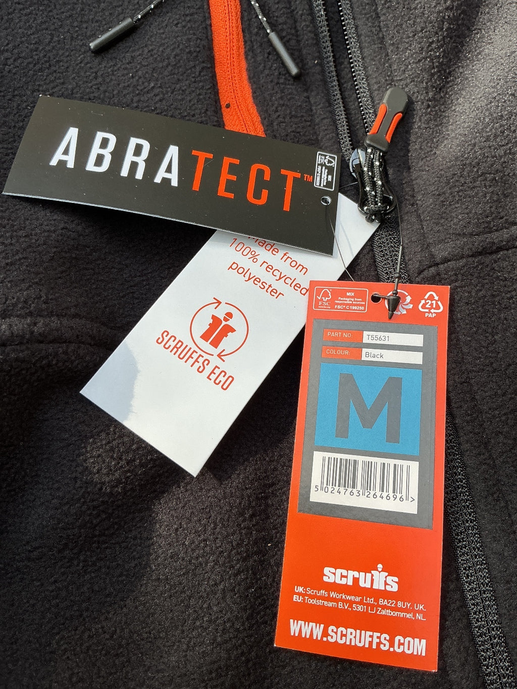 Scruffs Eco Abratect Worker Fleece Men's Medium Black Durable Quick Dry