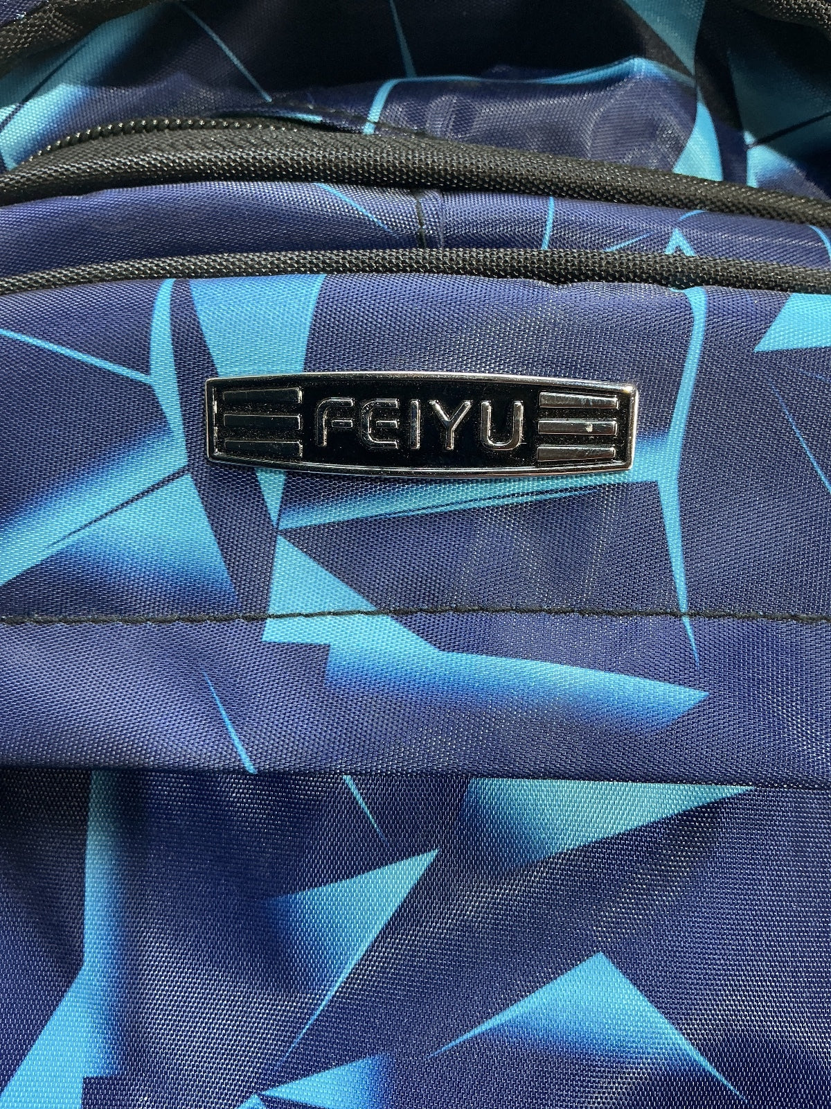 Feiyu Blue Geometric Pattern Wheeled Backpack 20L Size Medium Schoolbag Bts