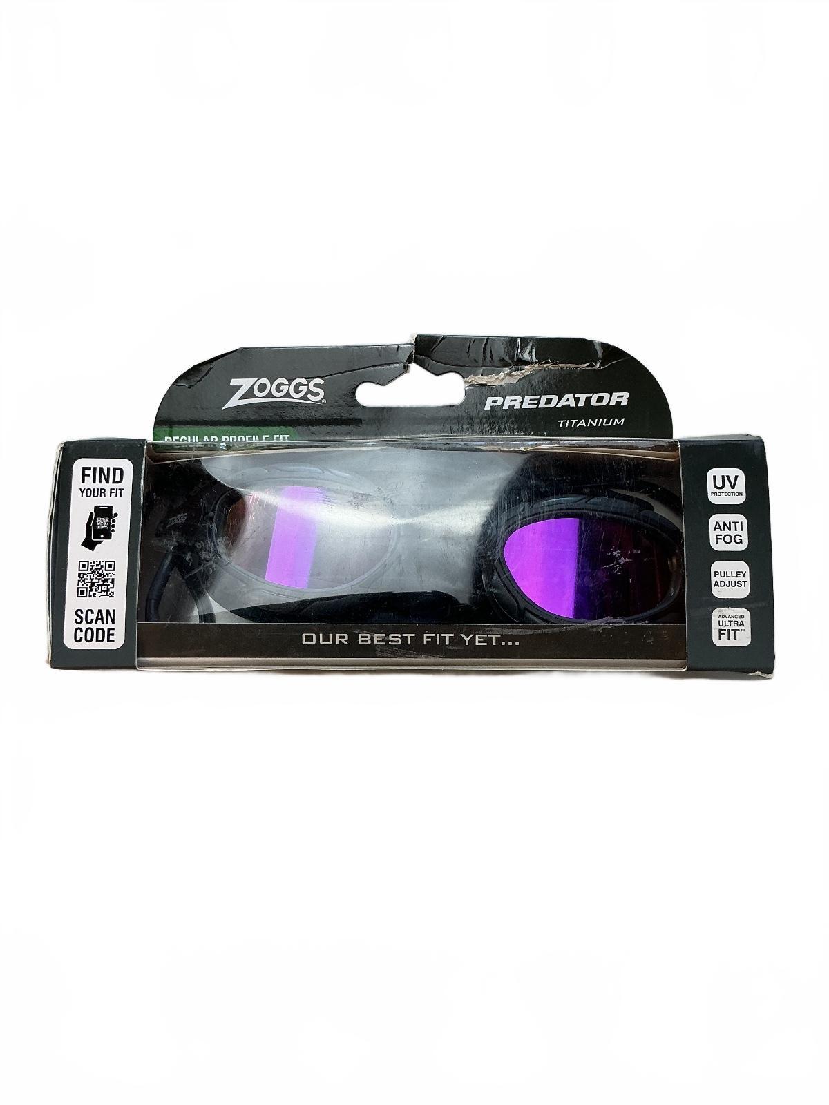 Preloved Zoggs Predator Titanium Swimming Goggles Grey Black Mirror