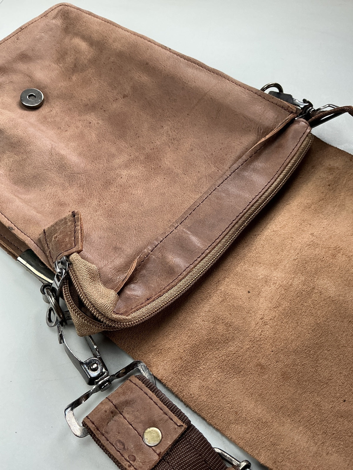 Bespoke Oxford Chariot Luxury Leather Messenger Bag Men Brown Adjustable Strap