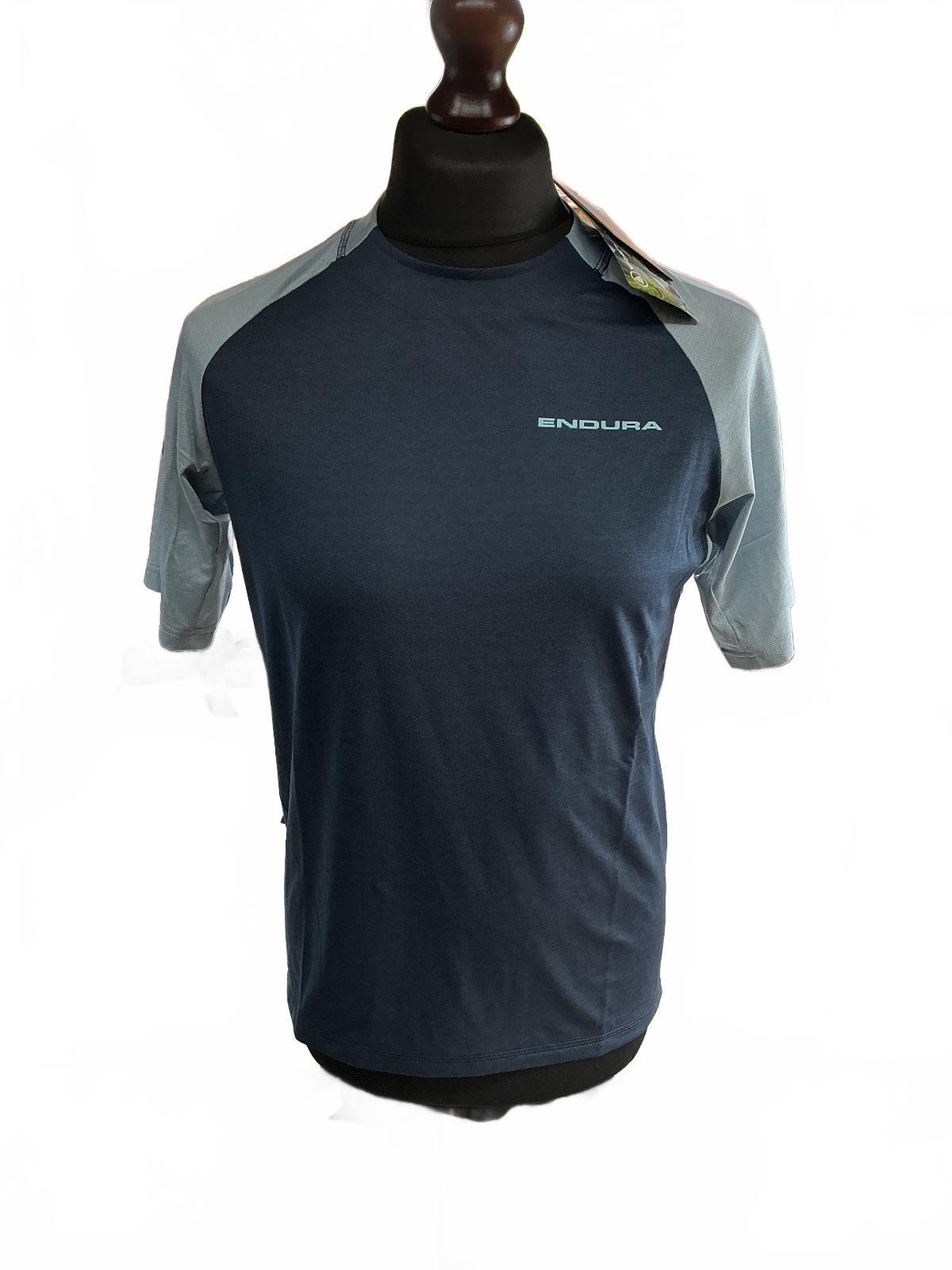 Endura SingleTrack S/S Jersey Men's Small Navy Blue Light Blue Breathable Fabric