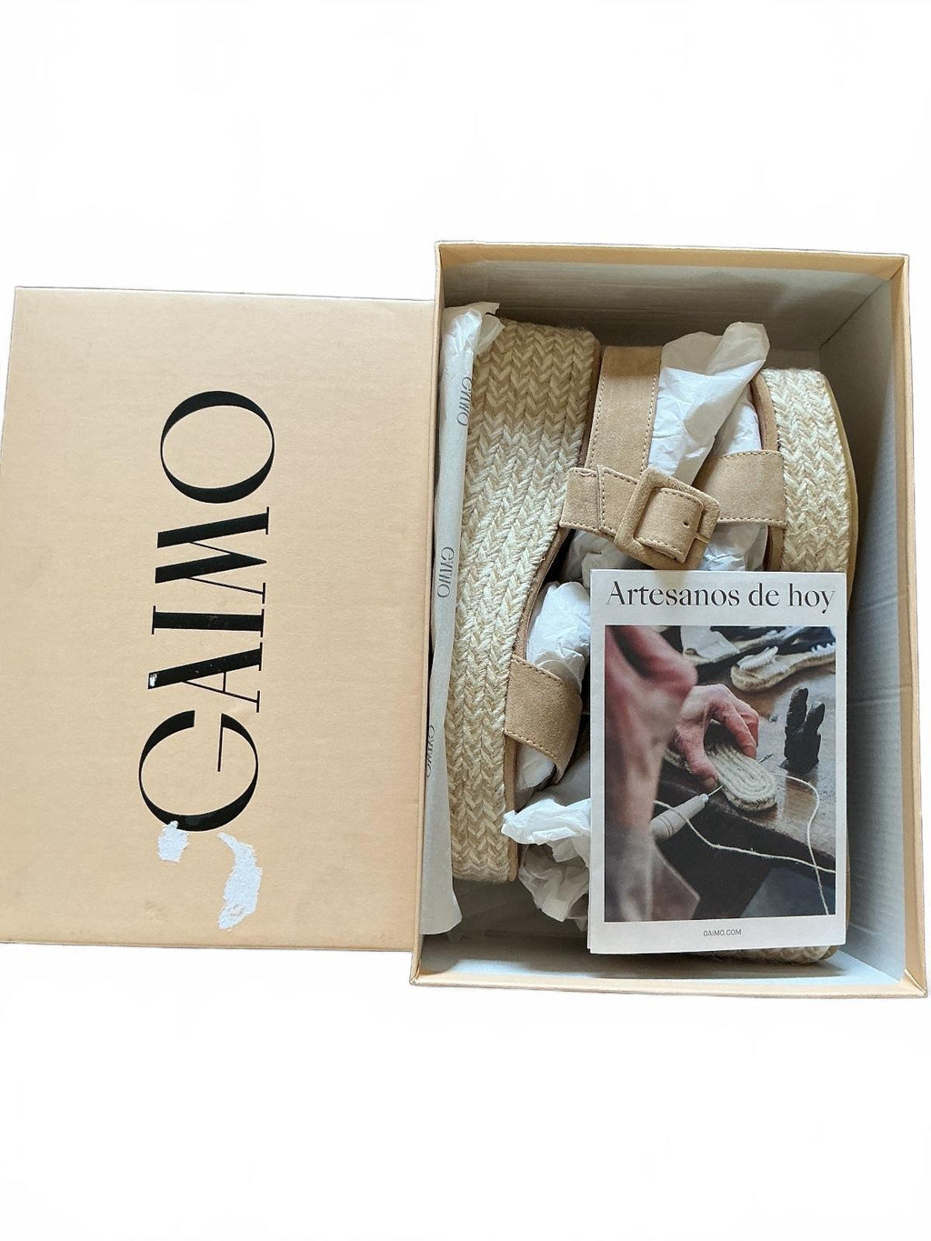 Gaimo Beige Suede Espadrille Wedge Sandals Size 5 UK Summer Footwear