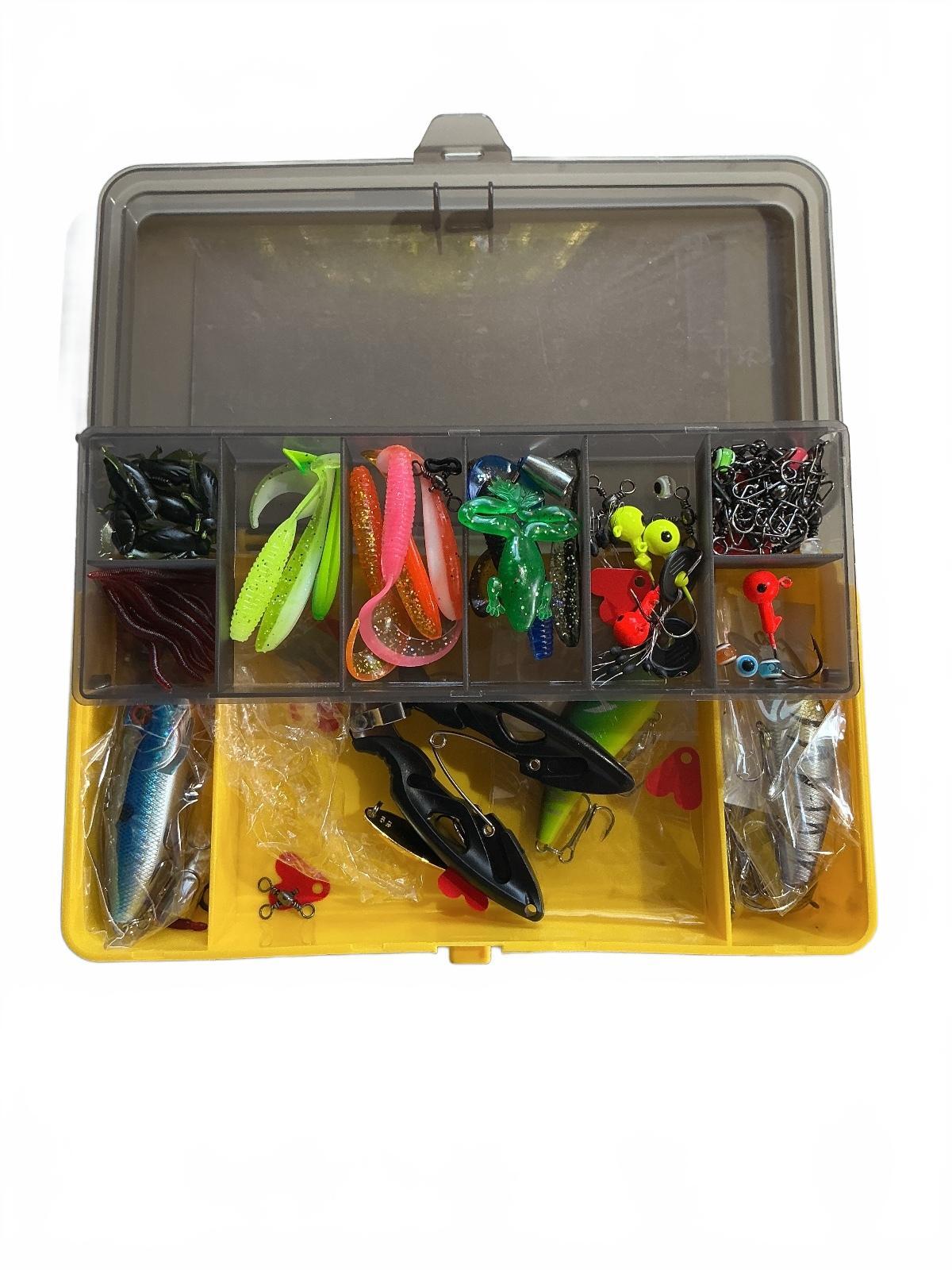 Fishing Lures Set 144pcs Complete Tackle Box with Soft and Hard Baits