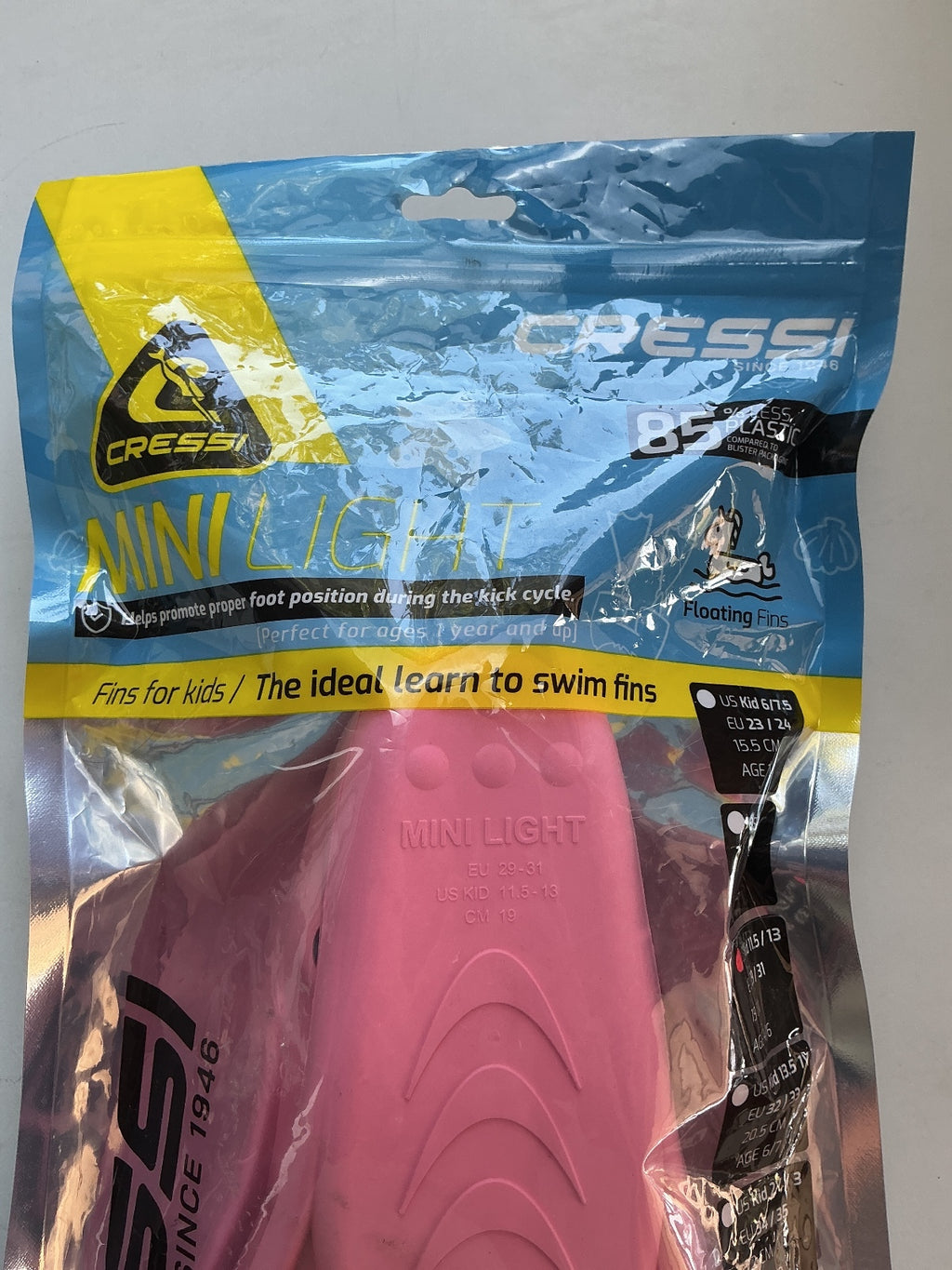 *NEW* Cressi Mini Light Kids Swim Fins Pink Size 29/31 Uk 11/12.5