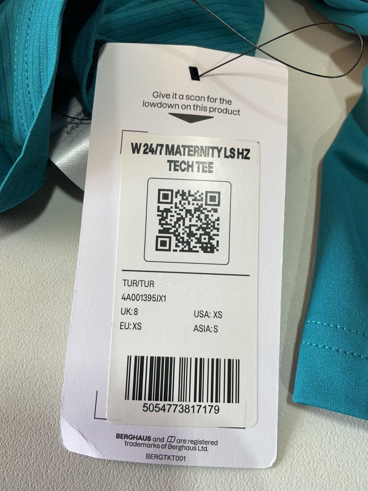 Berghaus W 24/7 Maternity L/S HZ Tech Tee Top UK 8 XS Blue Activewear