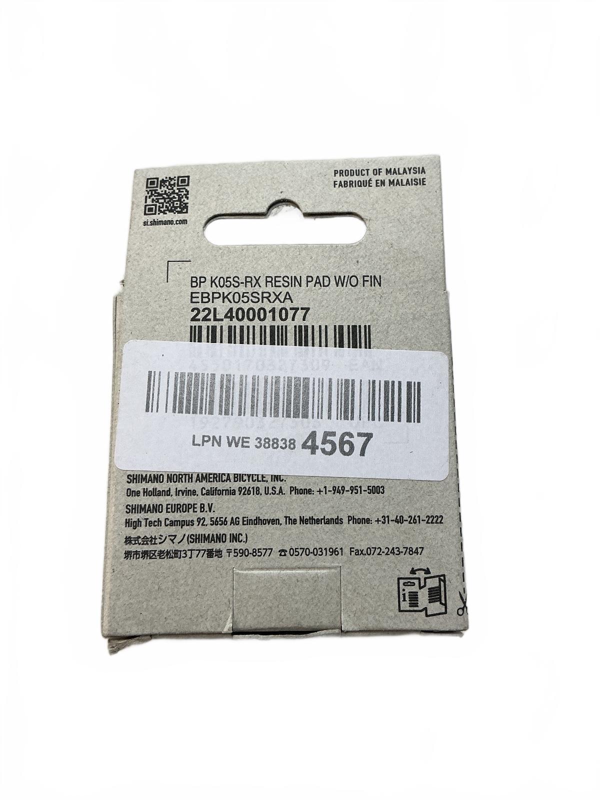 Shimano Disc Brake Pads BP-K05S-RX Resin Pad Size Standard