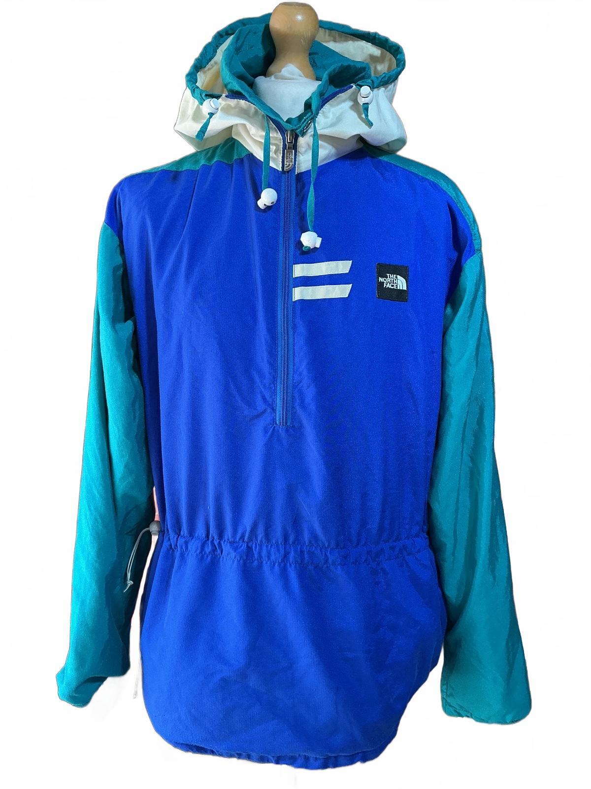 Vintage 80’s/90’s Tnf Gore-tex Blue and Green Hooded Windbreaker Jacket Size M