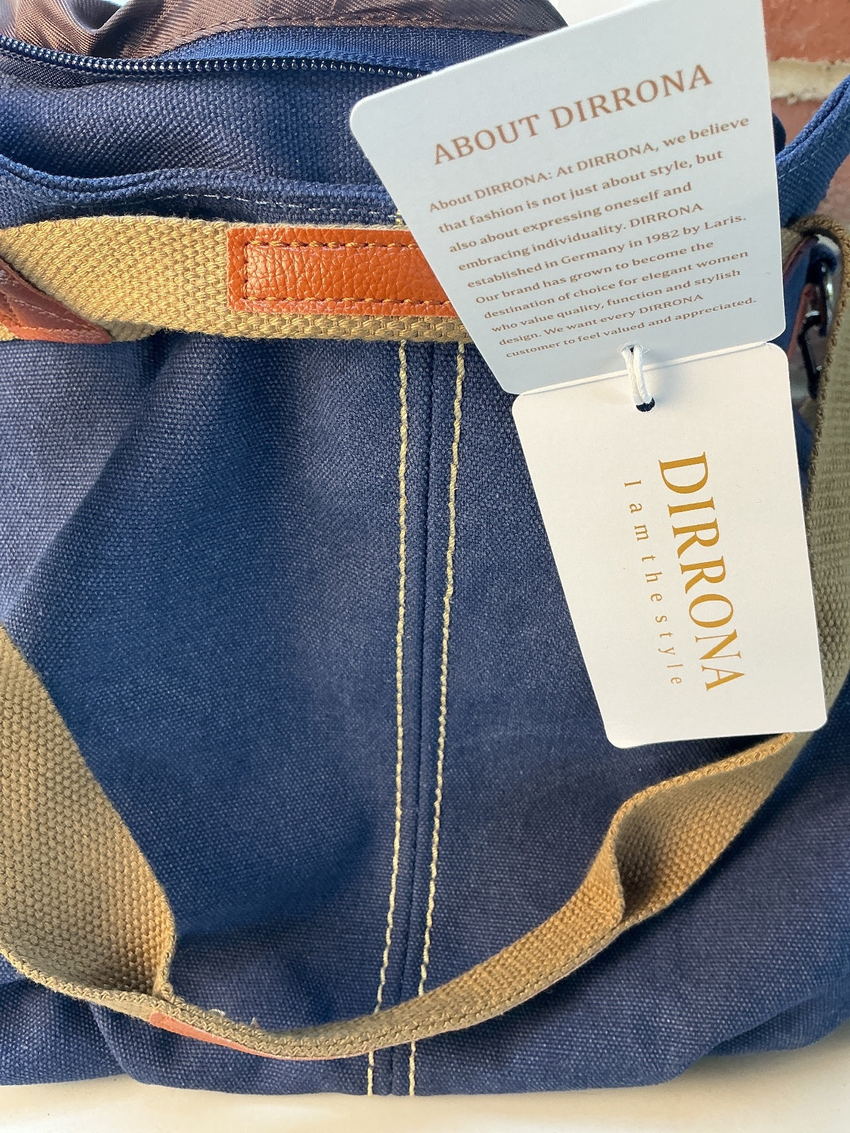 DIRRONA Canvas Tote Bag Women Navy Blue Durable Casual