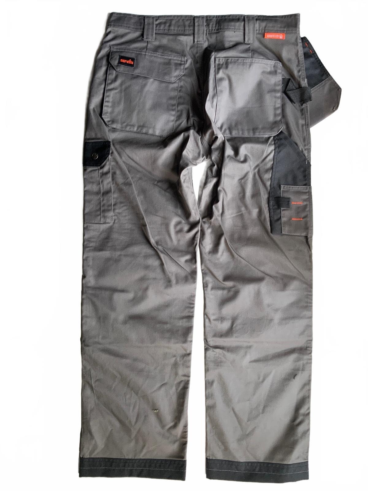 *NEW* Scruffs Worker Plus Trousers 34R Grey Black Workwear Durable Pants