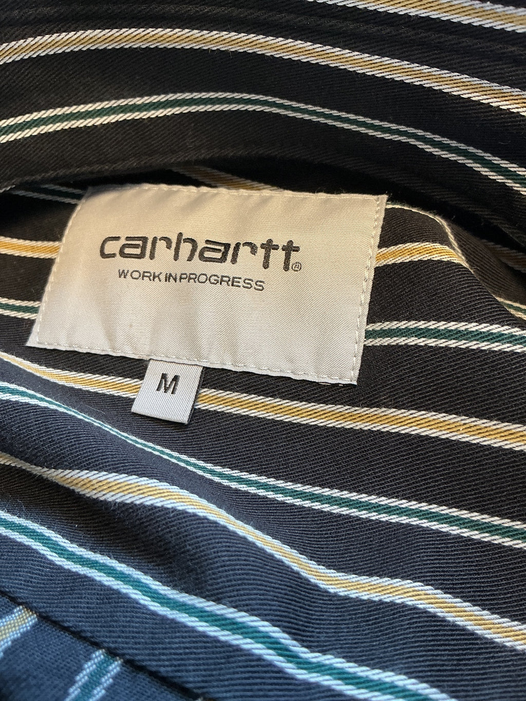 Carhartt WIP Palance Stripe Shirt Men M Black Loose Fit Button-Up