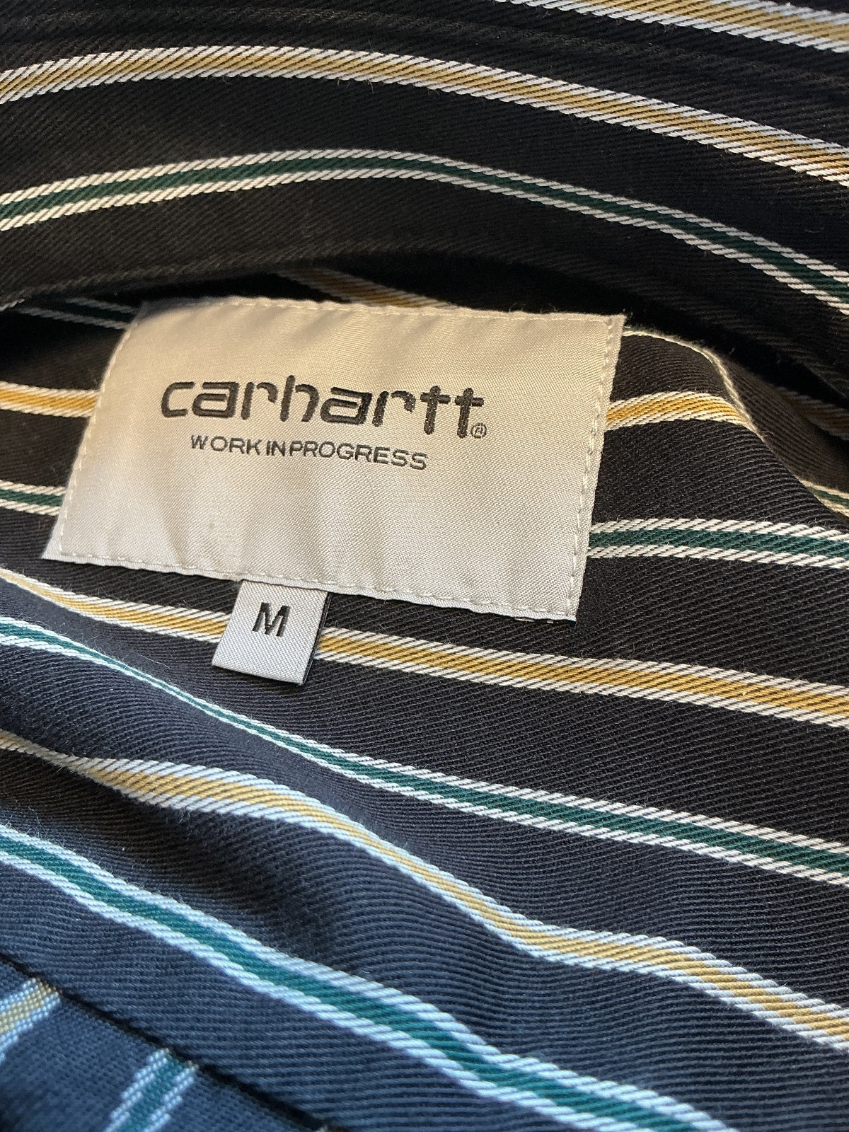Carhartt WIP Palance Stripe Shirt Men M Black Loose Fit Button-Up