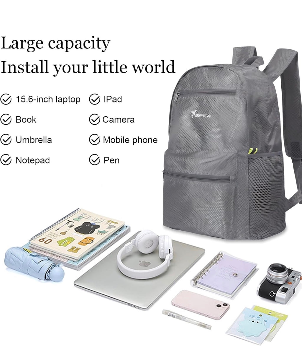 Travellings Backpack Unisex Black Lightweight Foldable Large Capacity
