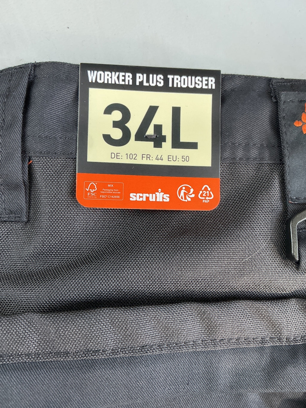 Scruffs Worker Plus Trousers Men's 34L Black Abratect Durable Workwear