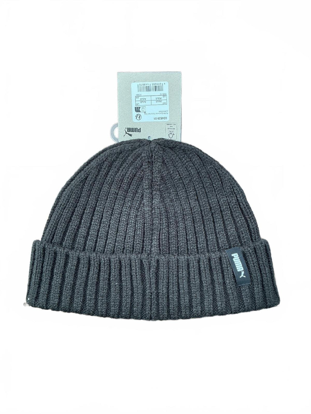 Puma Sportwear Fisherman Beanie Unisex Adult Black Ribbed Knit Hat