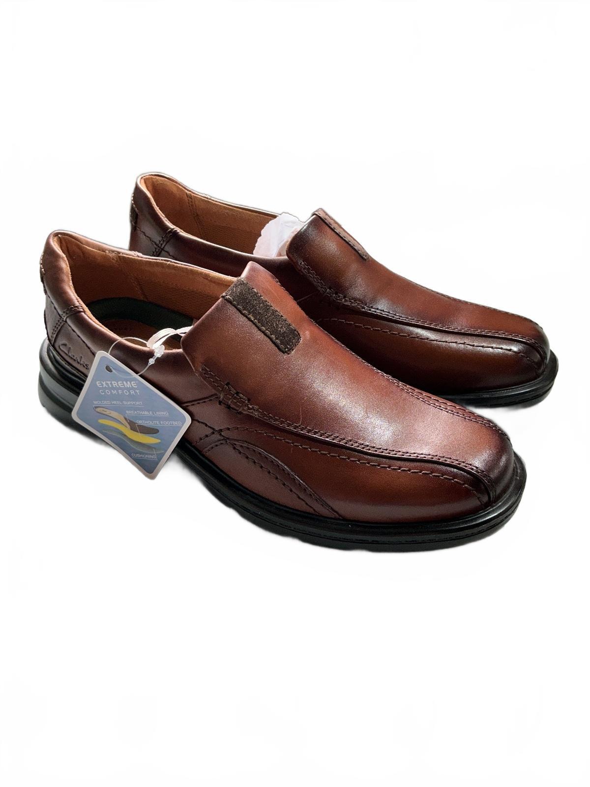 Clarks Men's Gessler Brown Leather Slip-On Shoes Size 8.5 Casual Loafers