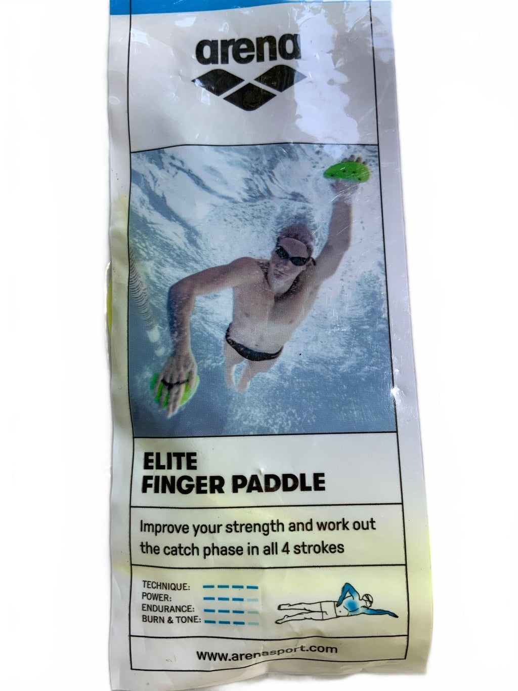 Arena Elite Finger Paddle Swimming Training Aid Yellow Purple Size Medium