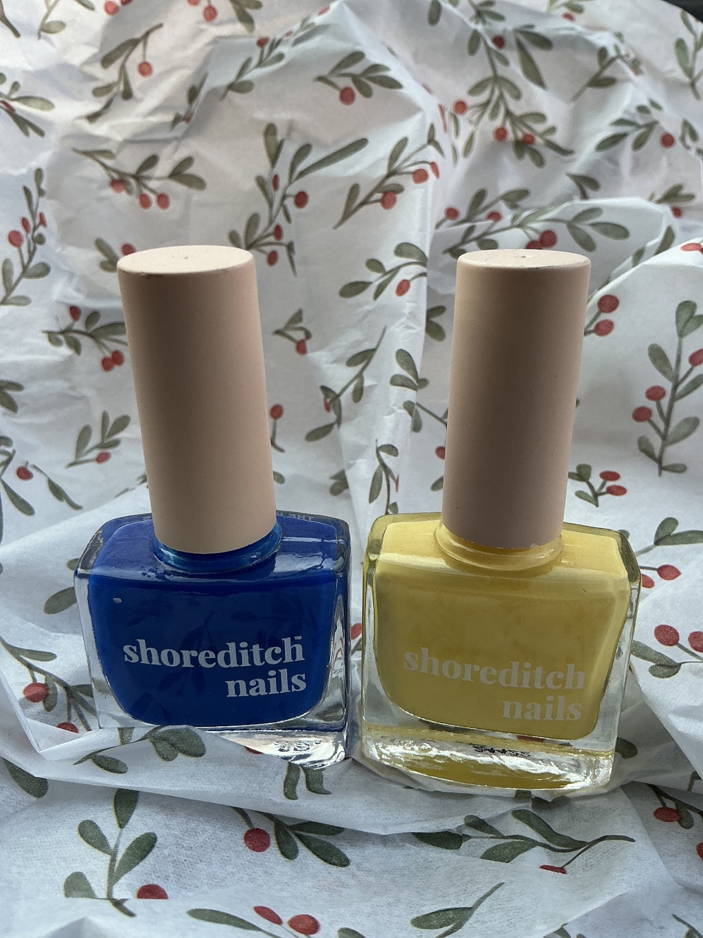 Shoreditch Nails Islington & Hackney Marshes 2 x 10ml Blue Yellow Polish Duo