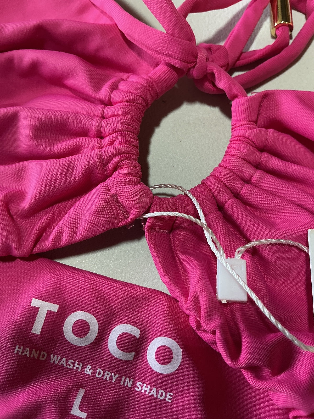 *NEW* Toco Maracas Tie Front Top Pink Size L Swimwear Bikini Top