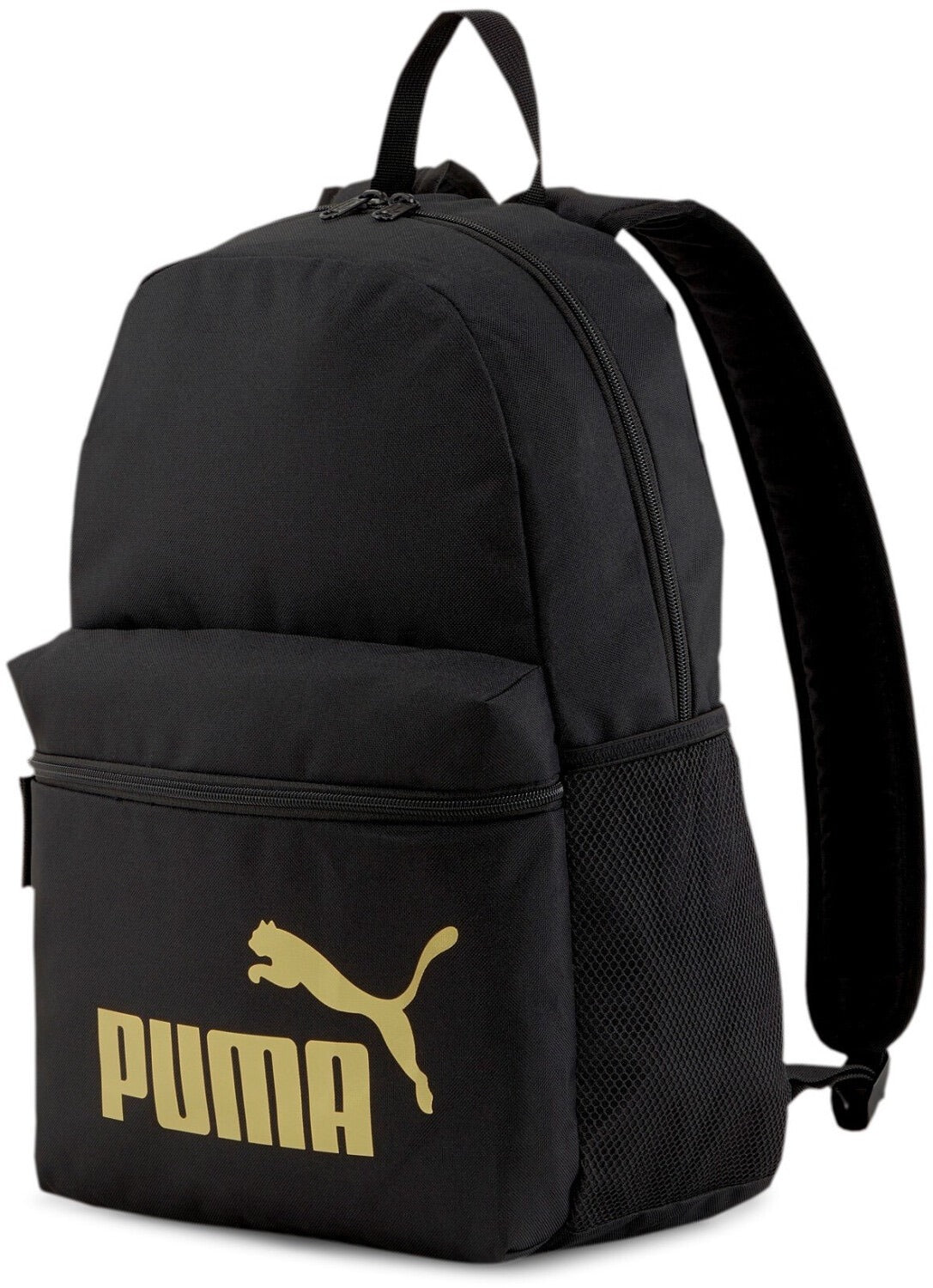 Puma Phase Backpack Unisex OSFA Black Gold Logo Durable 22L Capacity