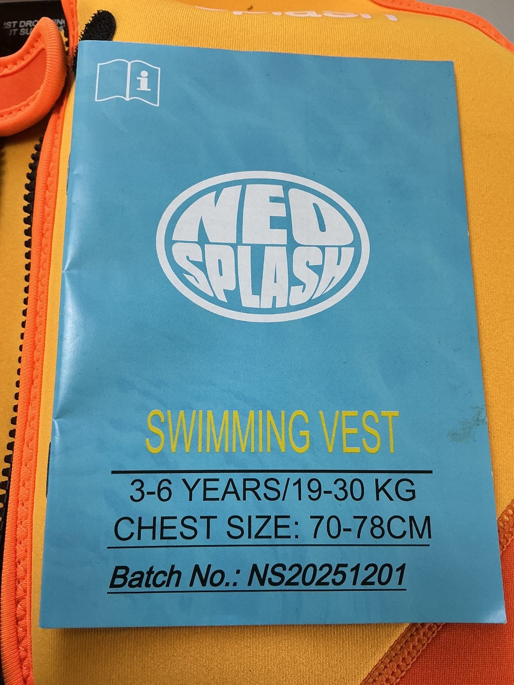 New Neo Splash Swimming Vest 3-6 Years