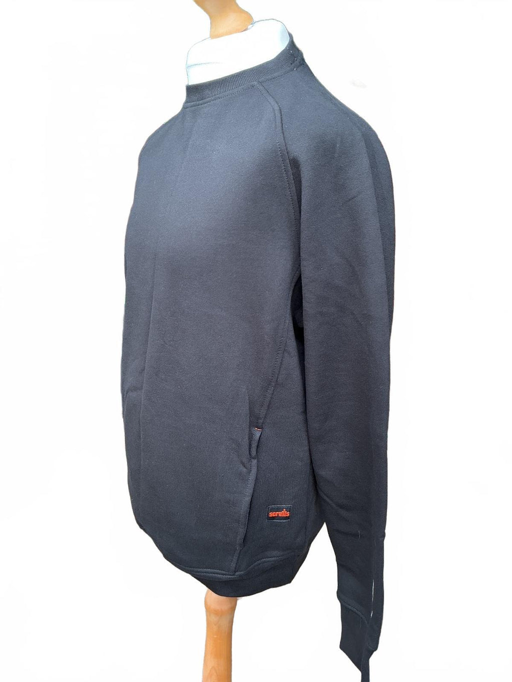 Scruffs Ego Worker Sweatshirt Men Large Black Sustainable Cotton Zipped Pockets