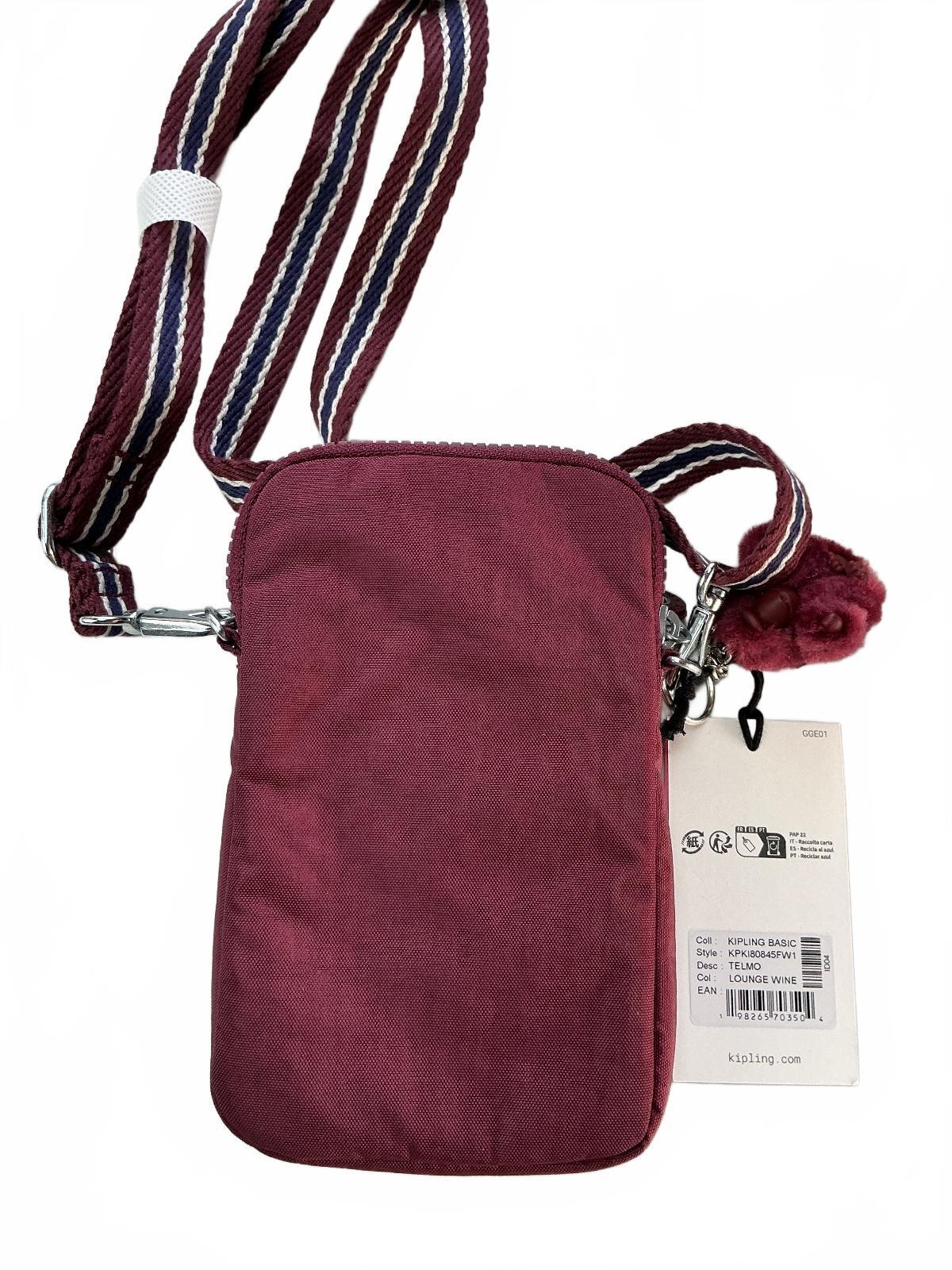 Kipling Telmo Women Small Crossbody Bag Burgundy Removable Strap New