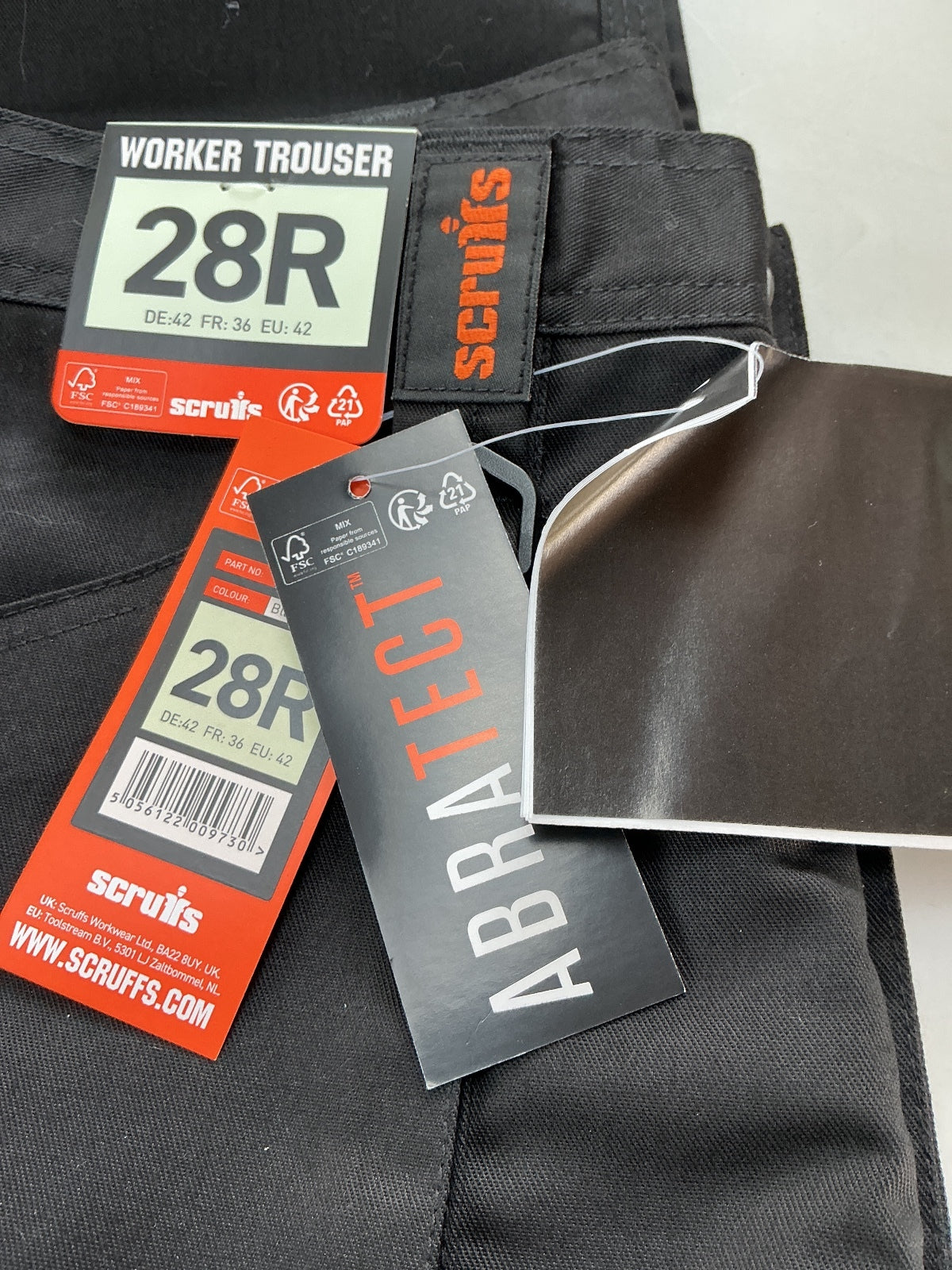 Scruffs Abratect Worker Trousers Men 28R Black Durable Workwear