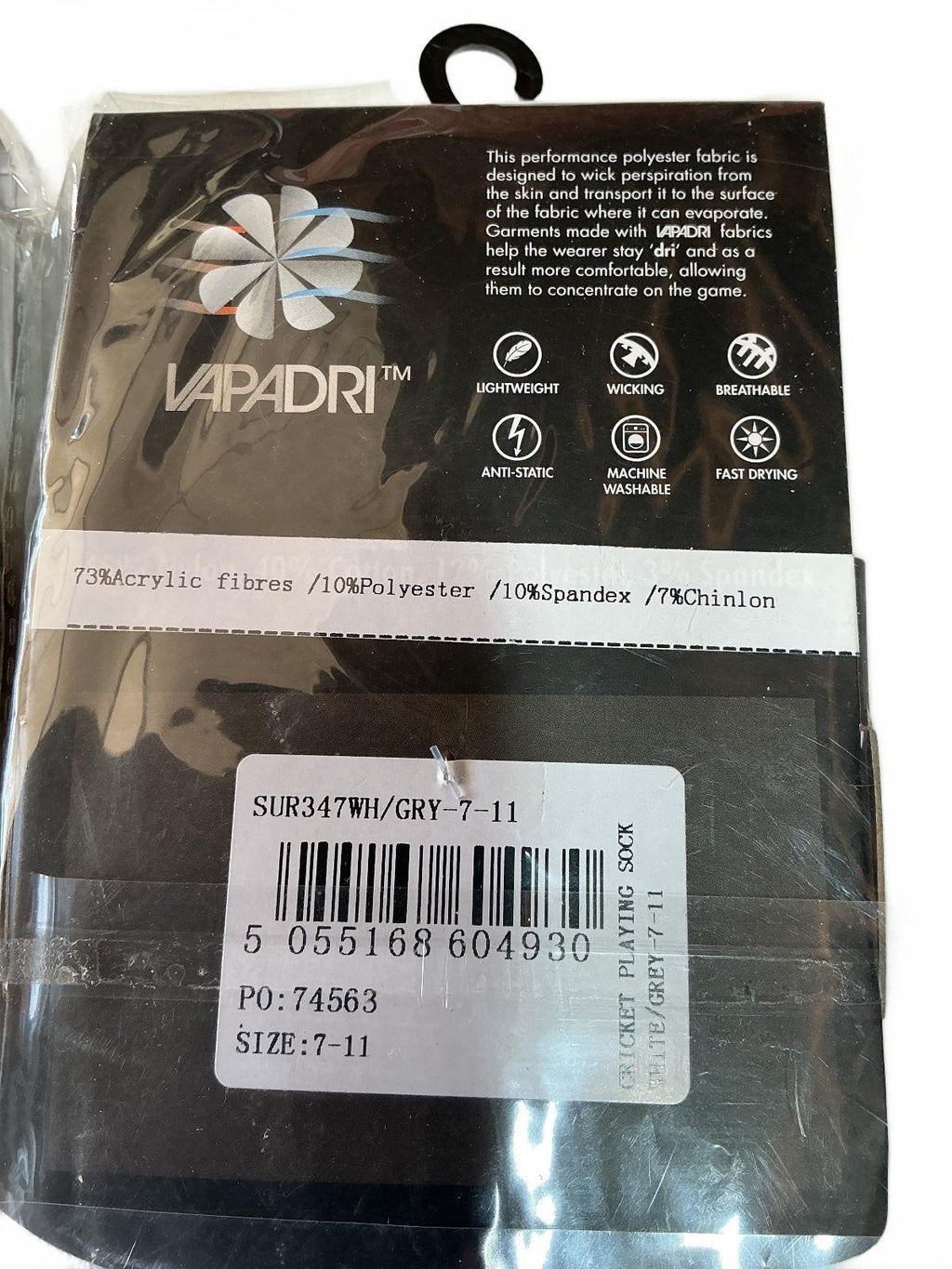 *NEW* Vapadri Performance Cricket Playing Socks White/Grey Size 7-11 Breathable