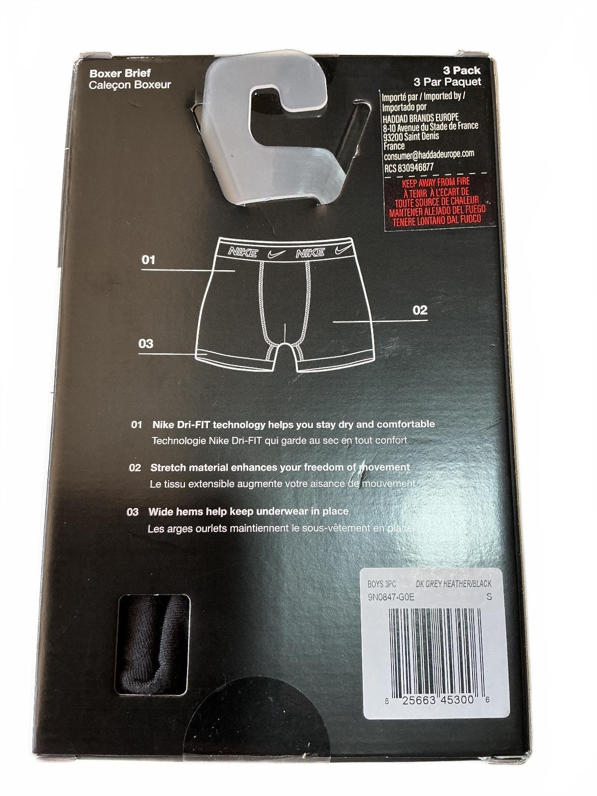 *NEW* Nike Dri-FIT Everyday Cotton Youth Boxer Briefs 3 Pack Youth S