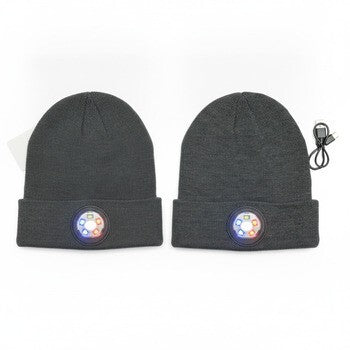 Two Soofun LED Beanie Unisex One Size Black with Built-in LED Light