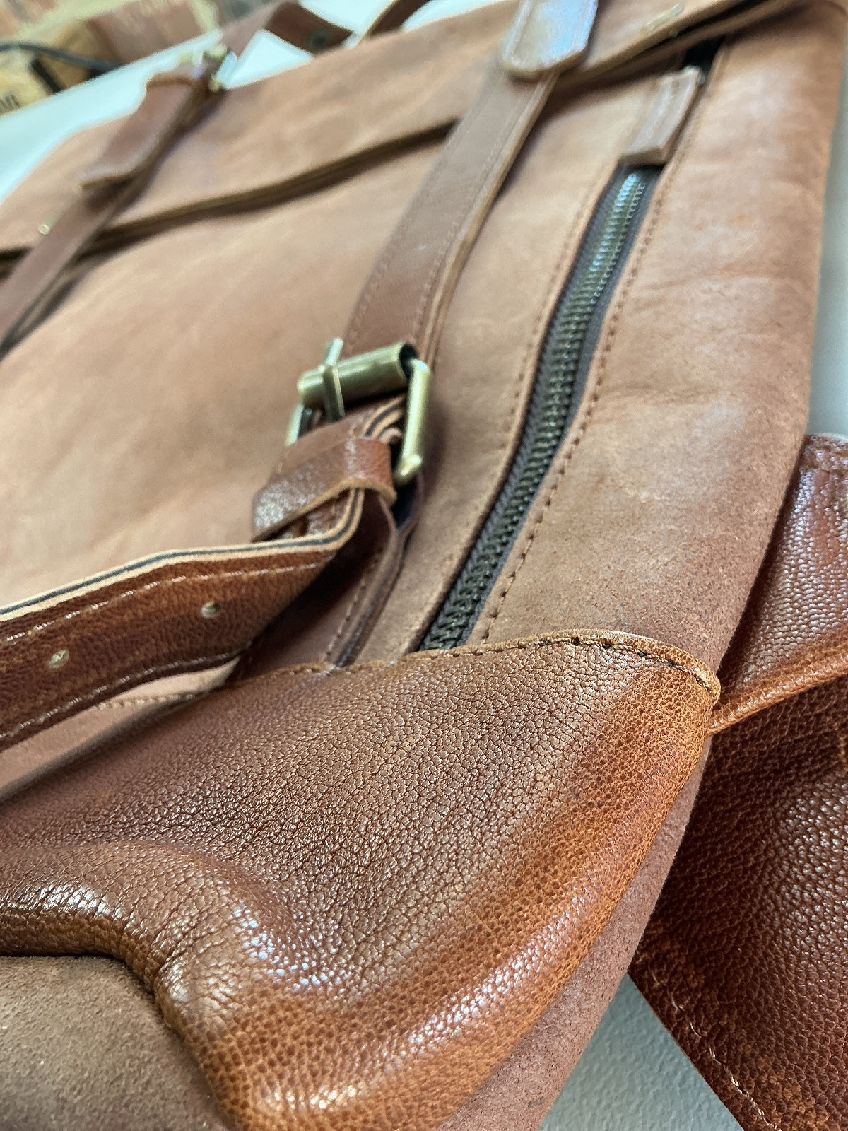 Oxford Chariot Bespoke Luxury Leather Rucksack With Laptop Sleeve Roll Top
