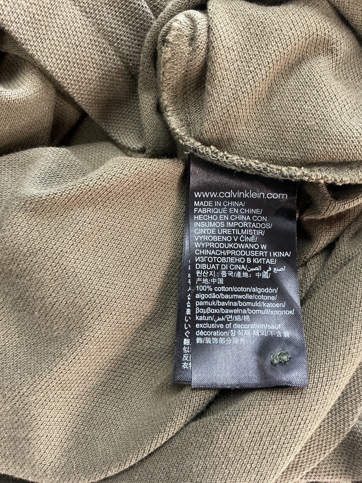 Calvin Klein Jeans Polo Shirt Men M Olive Green CK Logo Cotton Casual