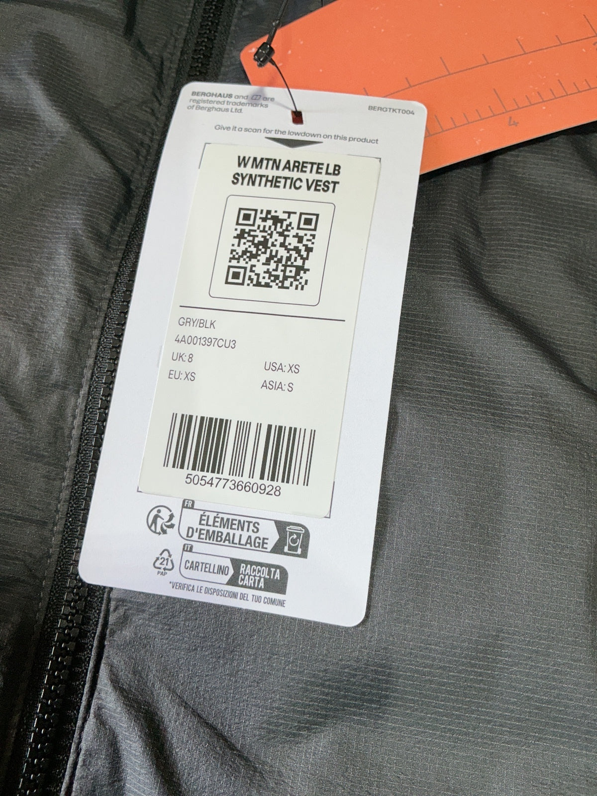 *NEW* Berghaus Womens Synthetic Vest Black Size UK 8