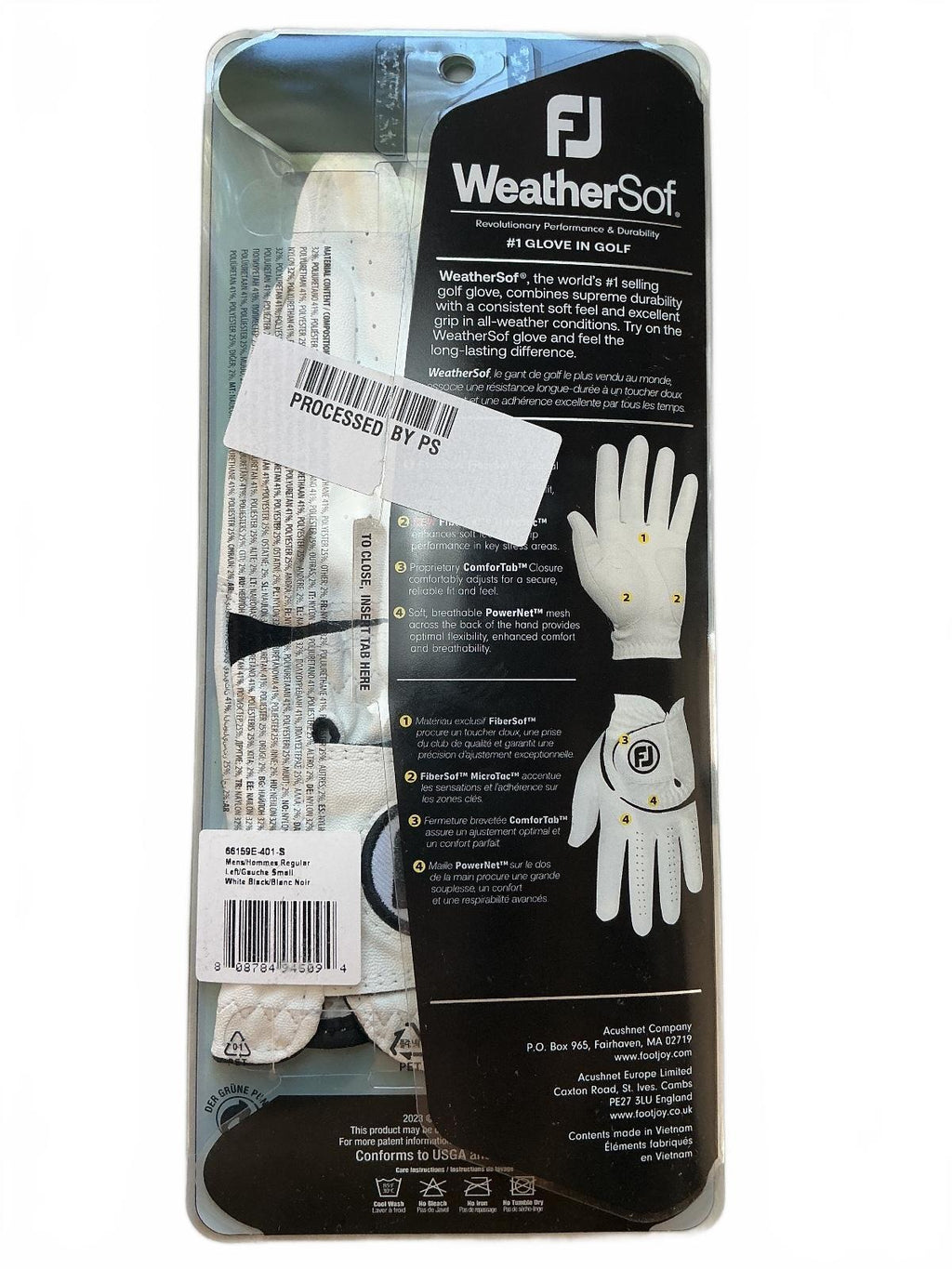 *NEW* FootJoy WeatherSof Golf Glove Men's Left Small White Black