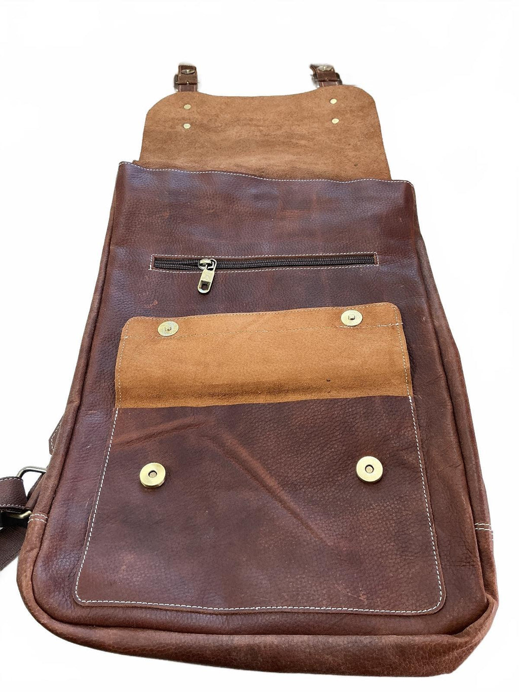 Oxford Chariot Luxury Leather Brown Rucksack Laptop Sleeve Multiple Pockets